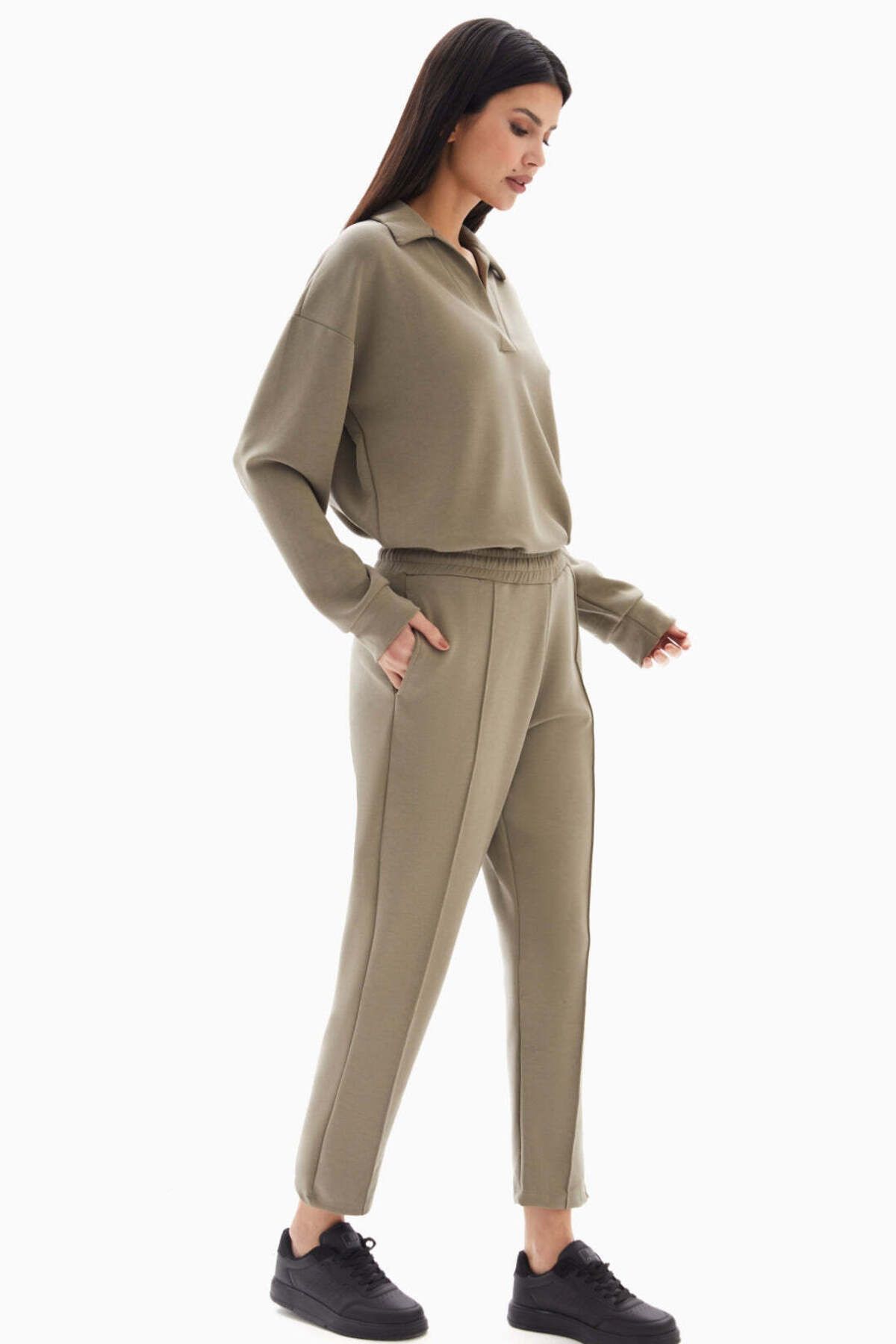 wecre8-Taupe Soft Set of Top and Trousers By WECRE8 5