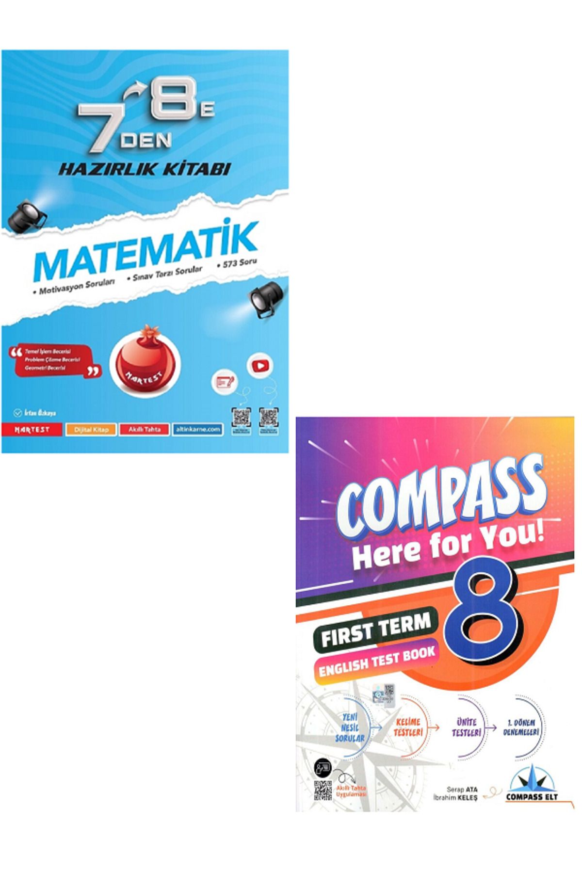 Efsane Yayınları Nartest 7'den 8'e MATEMATİK Hazılık Kitabı + 8.Sınıf Compass İngilizce Test Book / 2 KİTAP