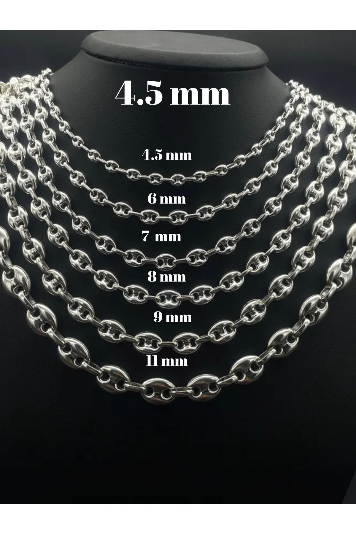 Parlak Gümüş Gümüş Denizci Zinciri - 6 mm Gümüş Zincir Kolye