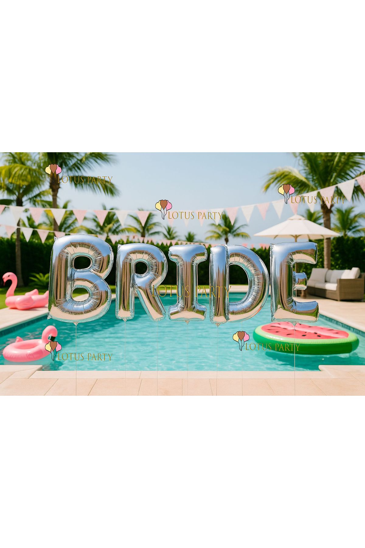 LOTUS PARTY BRİDE yazı folyo Balon - Bekarlığa veda Parti - Bride Parti Seti - BRİDE yazı Gümüş