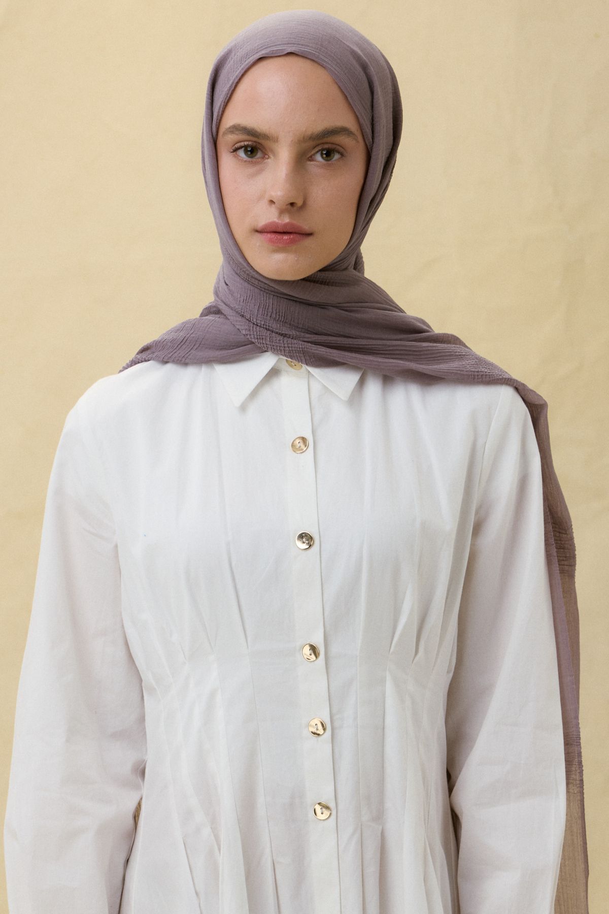 FENZA SCARF Püsküllü %50 Pamuk Brice Şal - Sisli Pudra