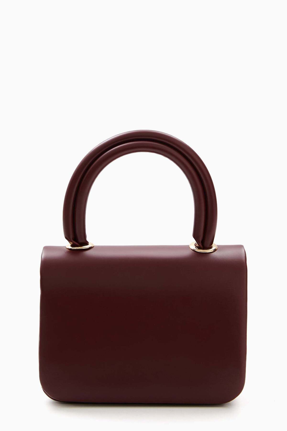 wecre8-Maroon Mini Top Handle Bag with Chain Strap by WECRE8 1