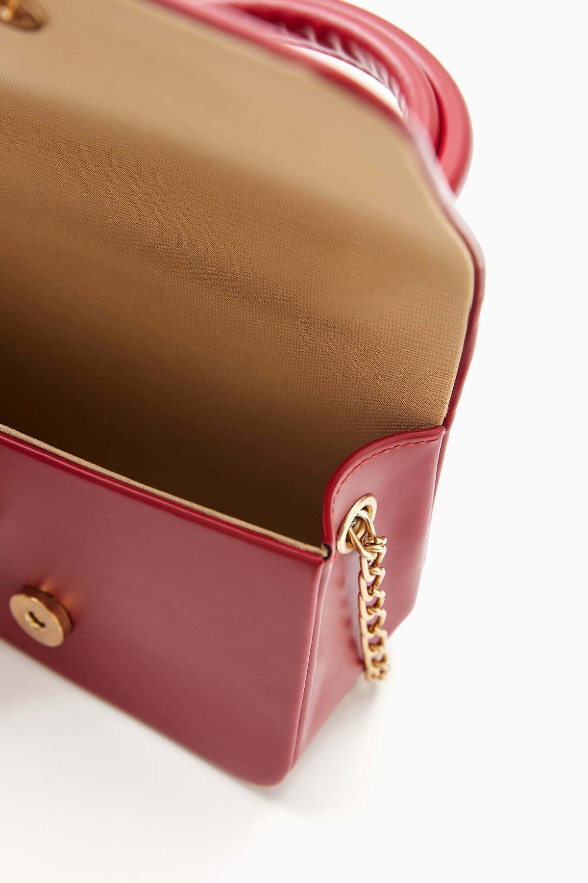 wecre8-Red Mini Top Handle Bag with Chain Strap 5