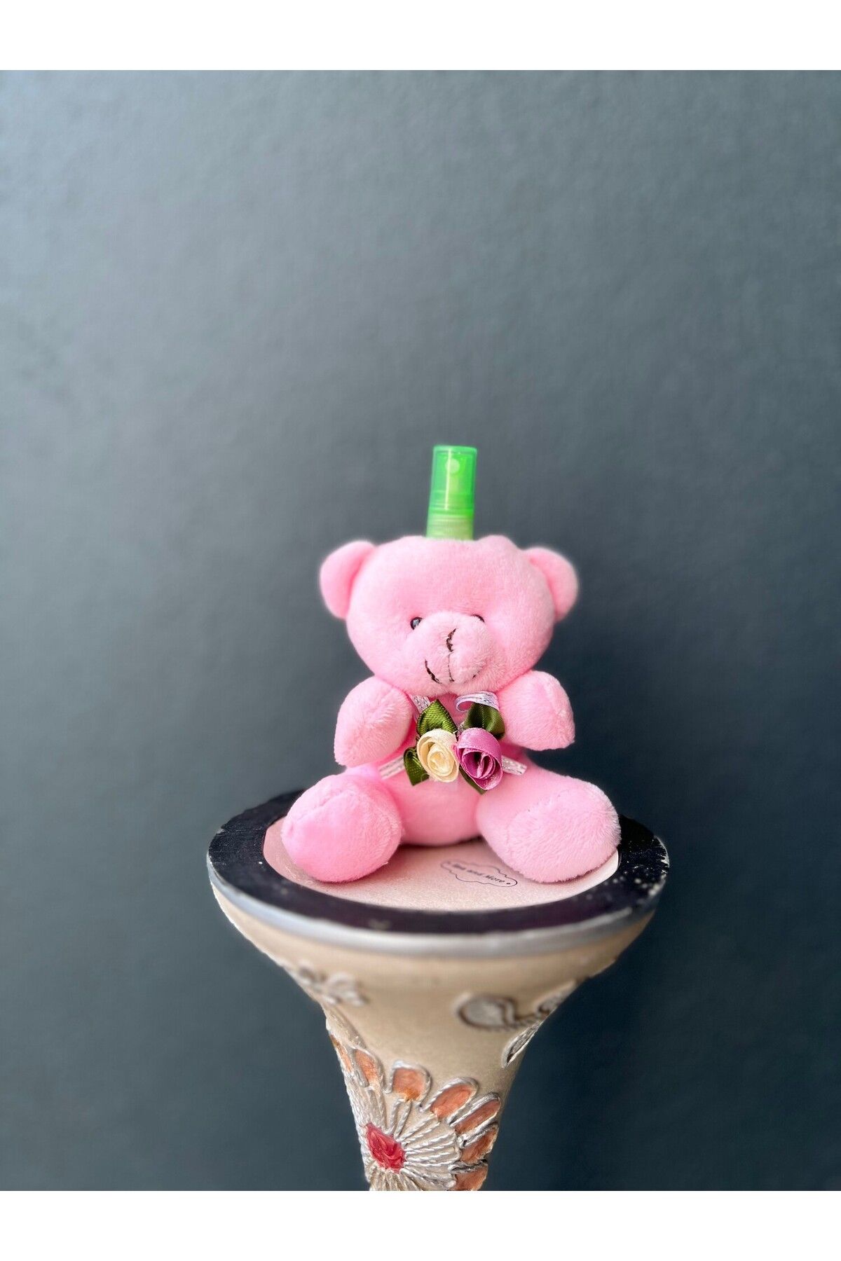 TREND COLOR Vücut Spreyi Bahar Çiçeği Aromalı Yeşil Başlıklı Peluş Pembe Çiçekli Ayıcık Doldurulabilir El Yüz