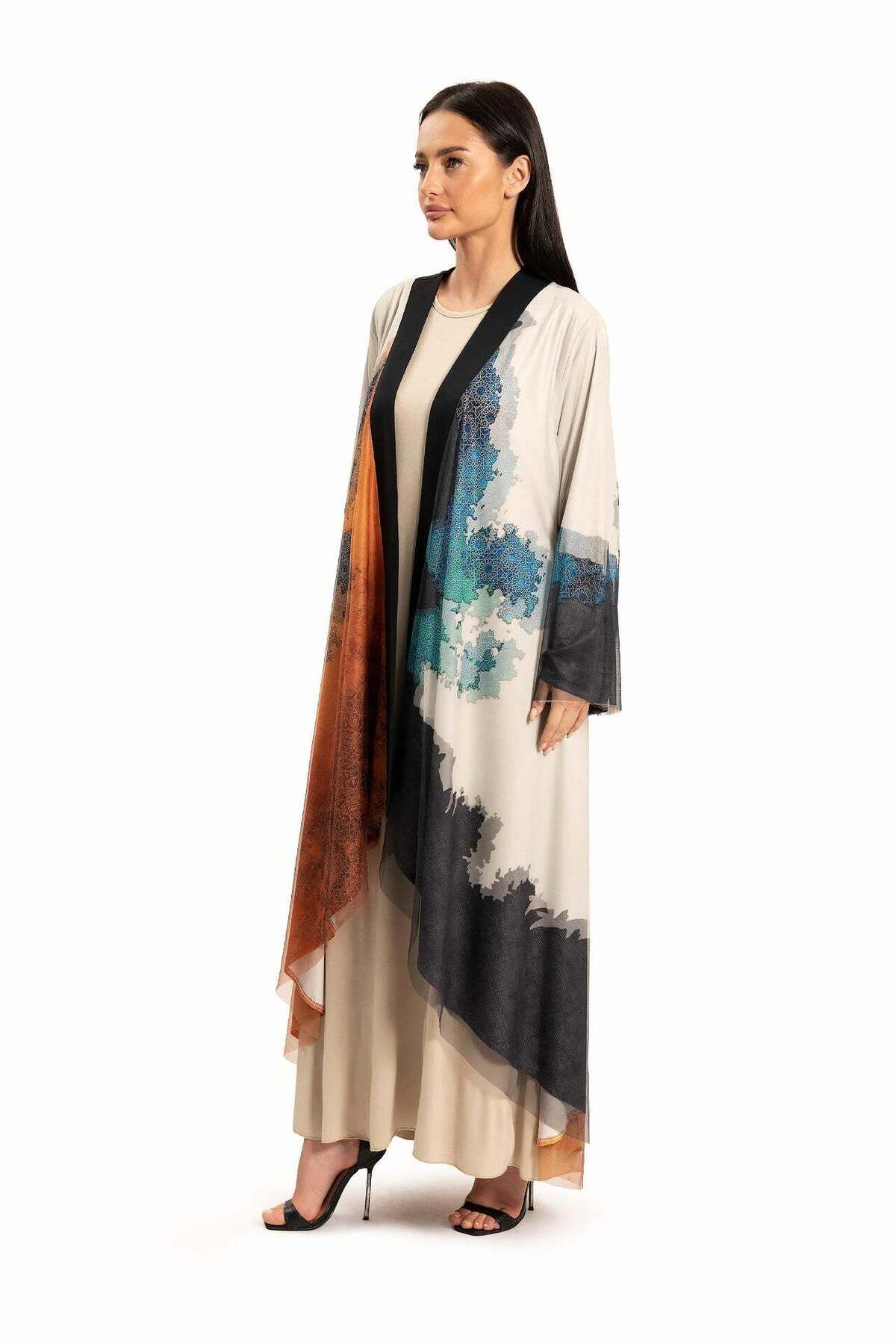 wecre8-Women Beige with Multicolor Abstract Motif Kaftan By WECRE8 2