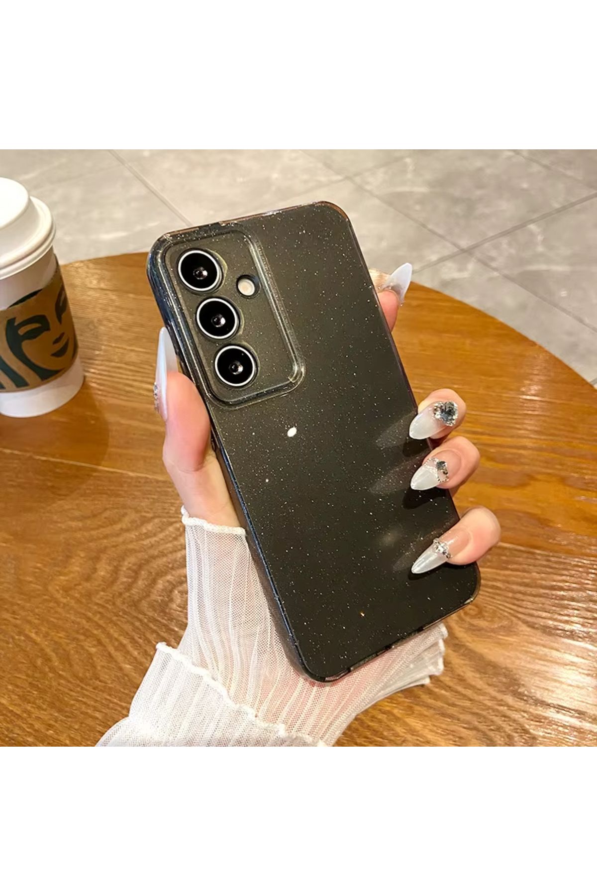 GRABONO SAMSUNG GALAXY A16 UYUMLU KAMERA KORUMALI PARLAK VE SIMLI SHINY FASHION SERT SILIKON KILIF