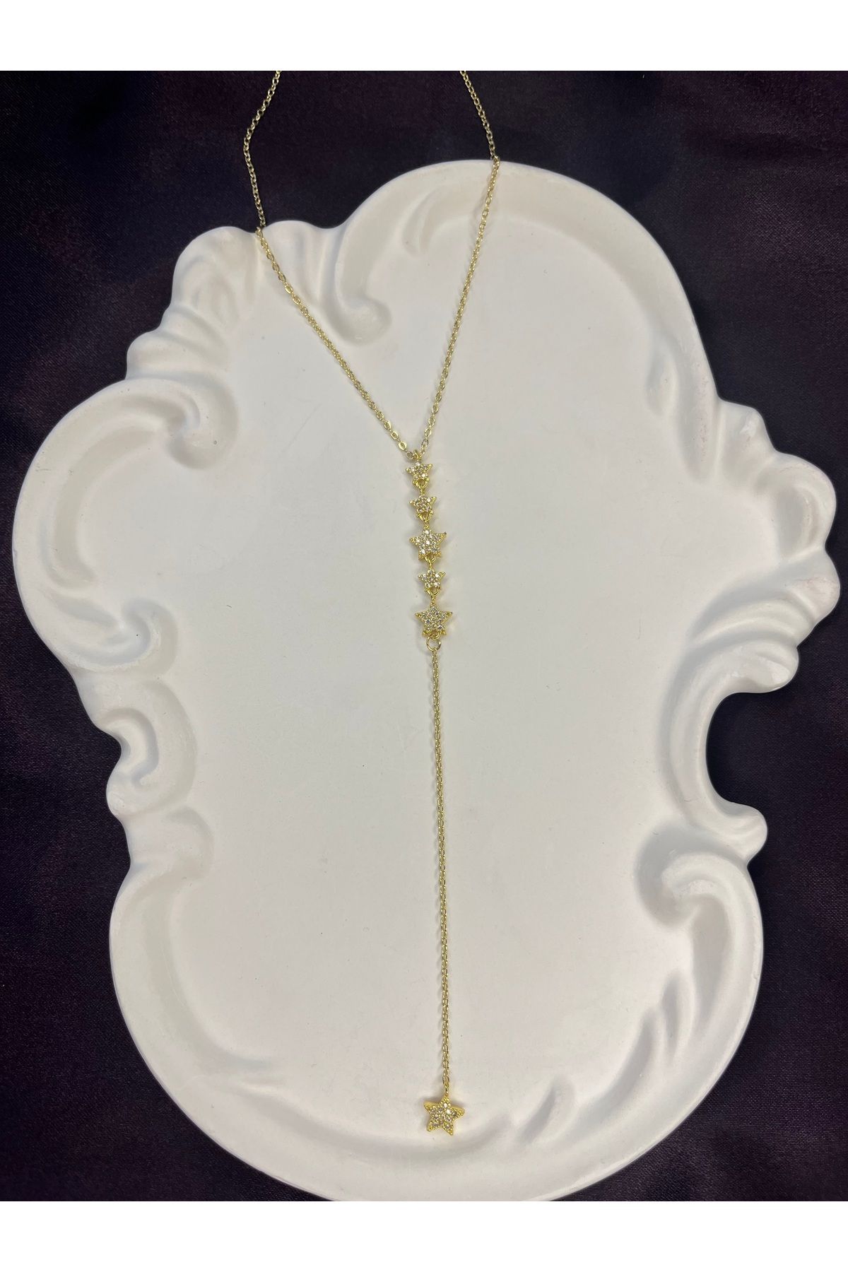 HNG JEWELRY GOLD RENK ÇELİK UZANTILI YILDIZLAR Y KOLYE