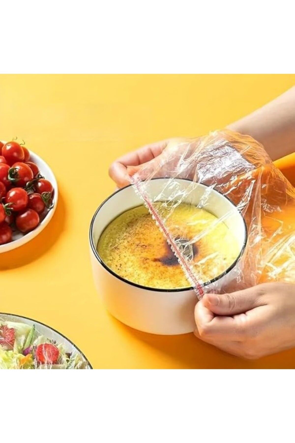ShopZum Promosyonca 100 Adet Yeniden Kullanılabilir Elastik Yiyecek Koruyucu Kapak, Esnek Yiyecek Kapağı