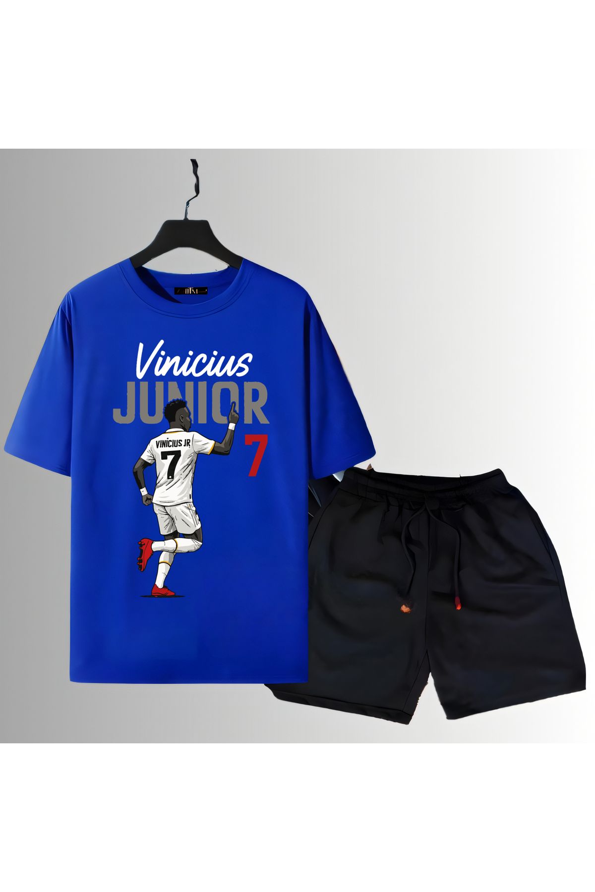 Biy Store Vinicius Junior fotoğraflı futbol forma baskılı unisex erkek tişört kadın t-shirt şort takımı