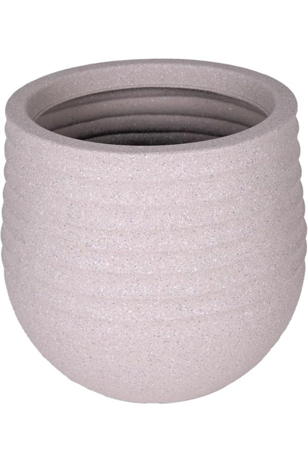 ShopZum Herdekora Oval İç Ve Dış Mekan Saksı Bej Küçük Boy 30X30X27,5 Cm.