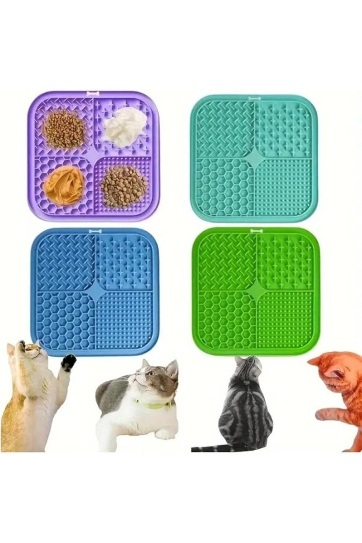 ShopZum Tineke Köpek Ve Kedi Için Yavaş Yeme Katı Gıda Ve Sivi Yeme Kabı Ve Yalama Matı 1 Adet 20x20