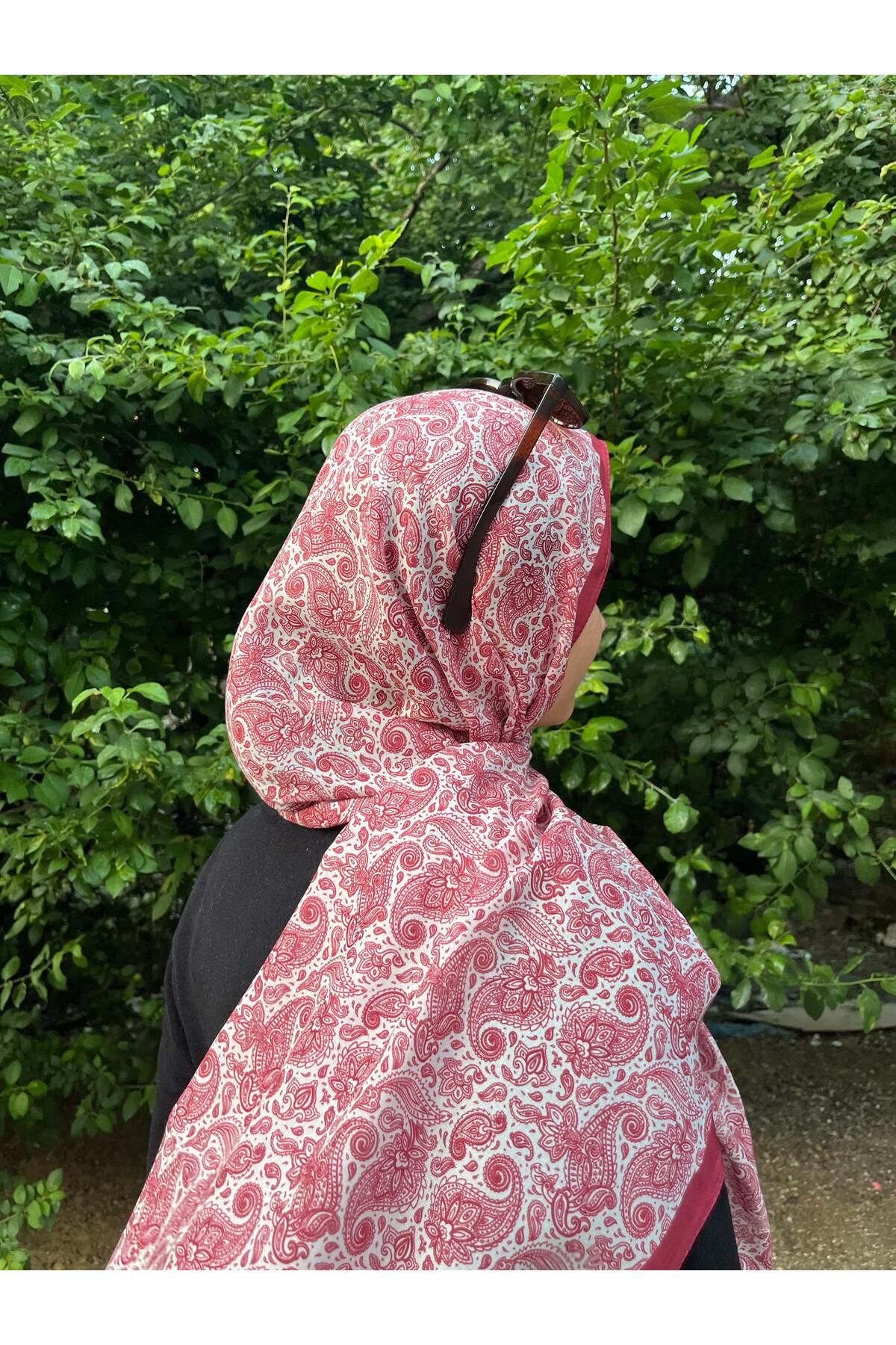 BOUTİCON Kokulu Etnik Desen Bordo Soft Şal 75x180