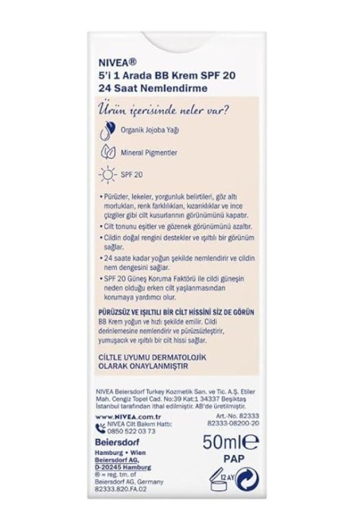 ShopZum Essentials 5&Apos;I 1 Arada Bb Krem, 24 Saat Nemlendirme+Doğal Jojoba Yağı Özü +Açık Cilt Tonu 50