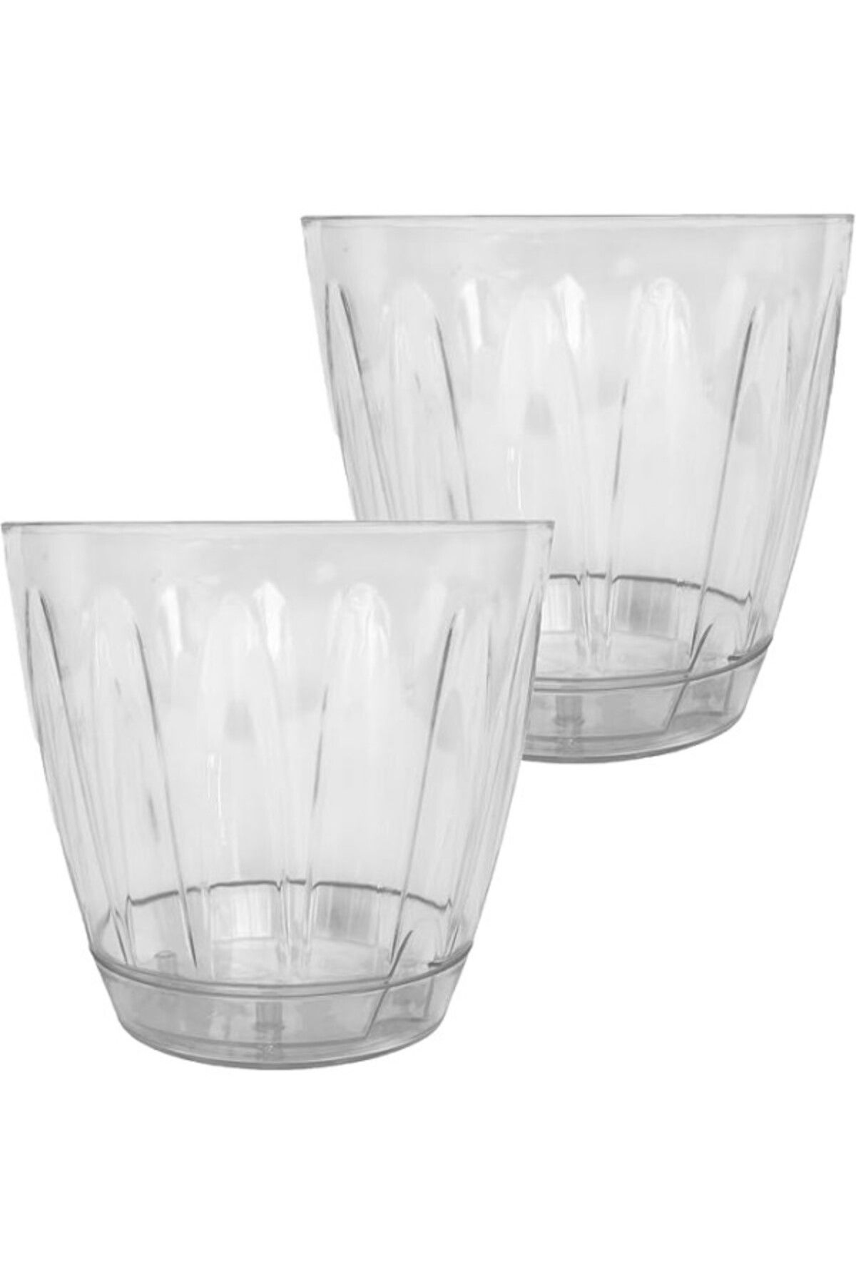ShopZum 2 Adet Plastik Orkide Saksısı Seti 1,5 Lt Gizli Tabaklı Şeffaf Saksı 145 X 135 Mm