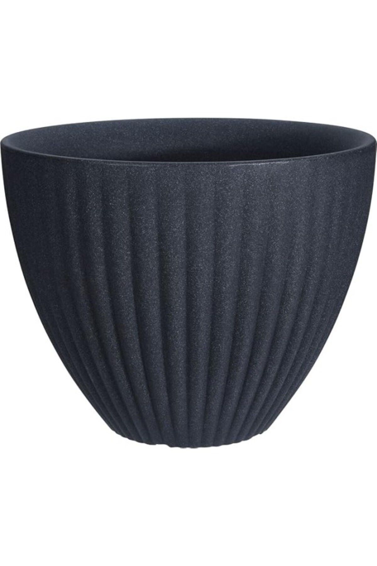 ShopZum Via Gardenia Lotus Plastik Saksı Antrasit Çap 39Cm Yükseklik 35Cm