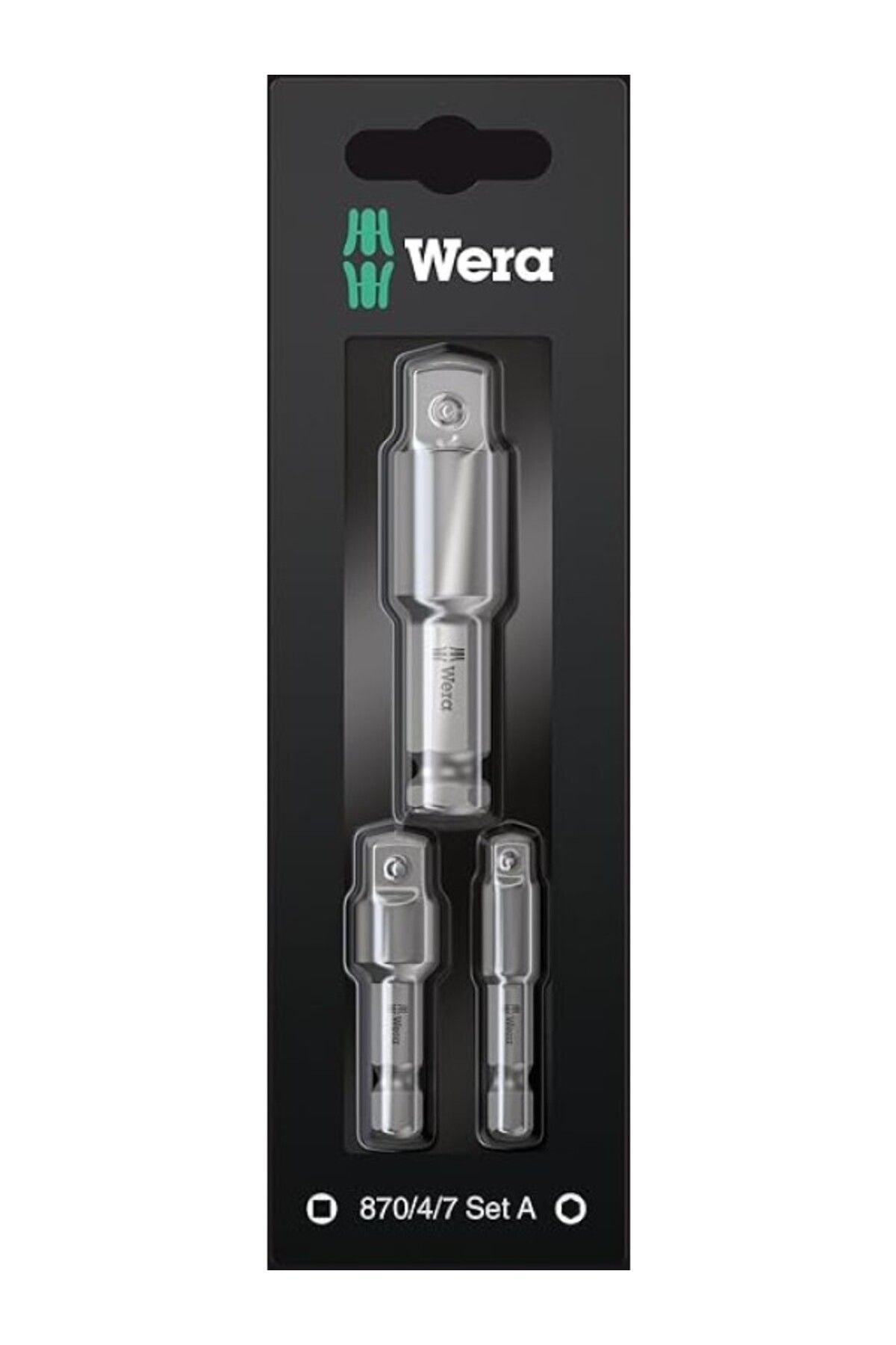 ShopZum Wera Werkstatt 870/4/7 Set A Sb, Alet Şaftları, Bağlantı Parçaları, 3 Parça, Gri