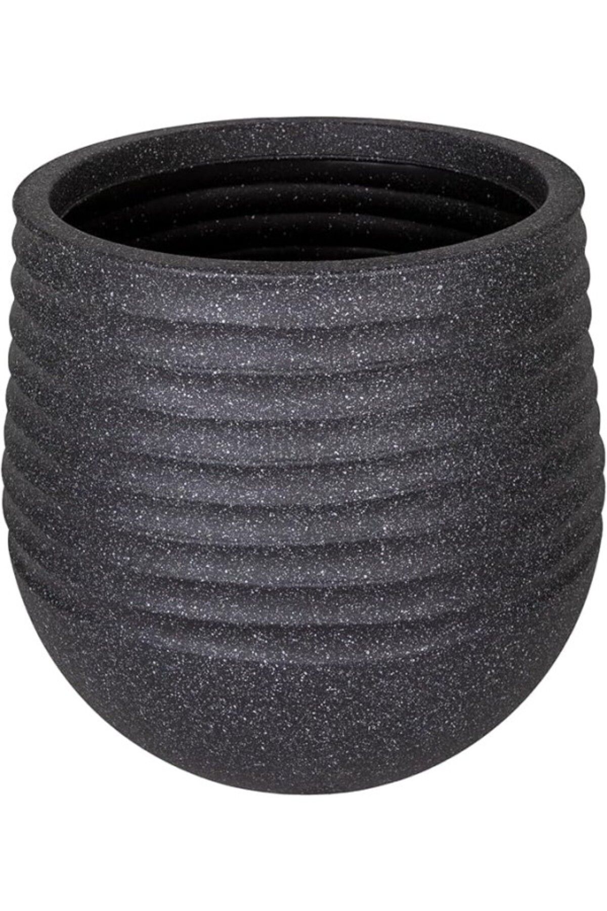 ShopZum Herdekora Oval İç Ve Dış Mekan Saksı Siyah Orta Boy 40X40X37 Cm.
