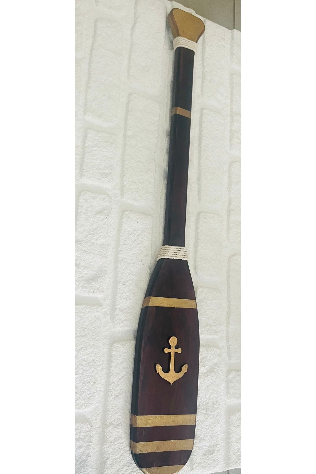çıpacı Hediyelik Ahşap Denizci Kano Kürek Duvar Dekoru Kahverengi Çıpalı Çapalı 94 cm