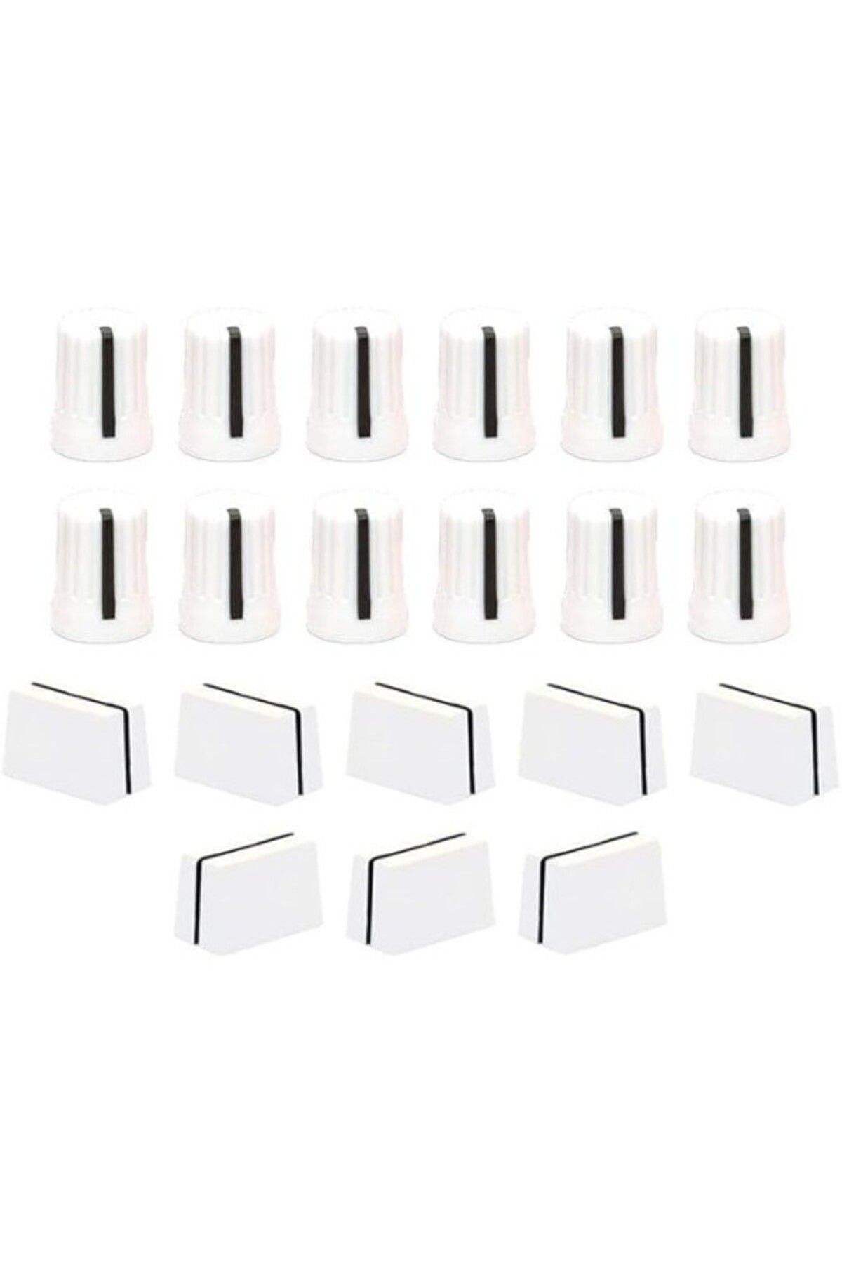 ShopZum Dj Techtools Chroma Caps Pro Pack (White) | Chroma Caps Pro Paketi: 12X 90º Super Knobs, 5X Fader