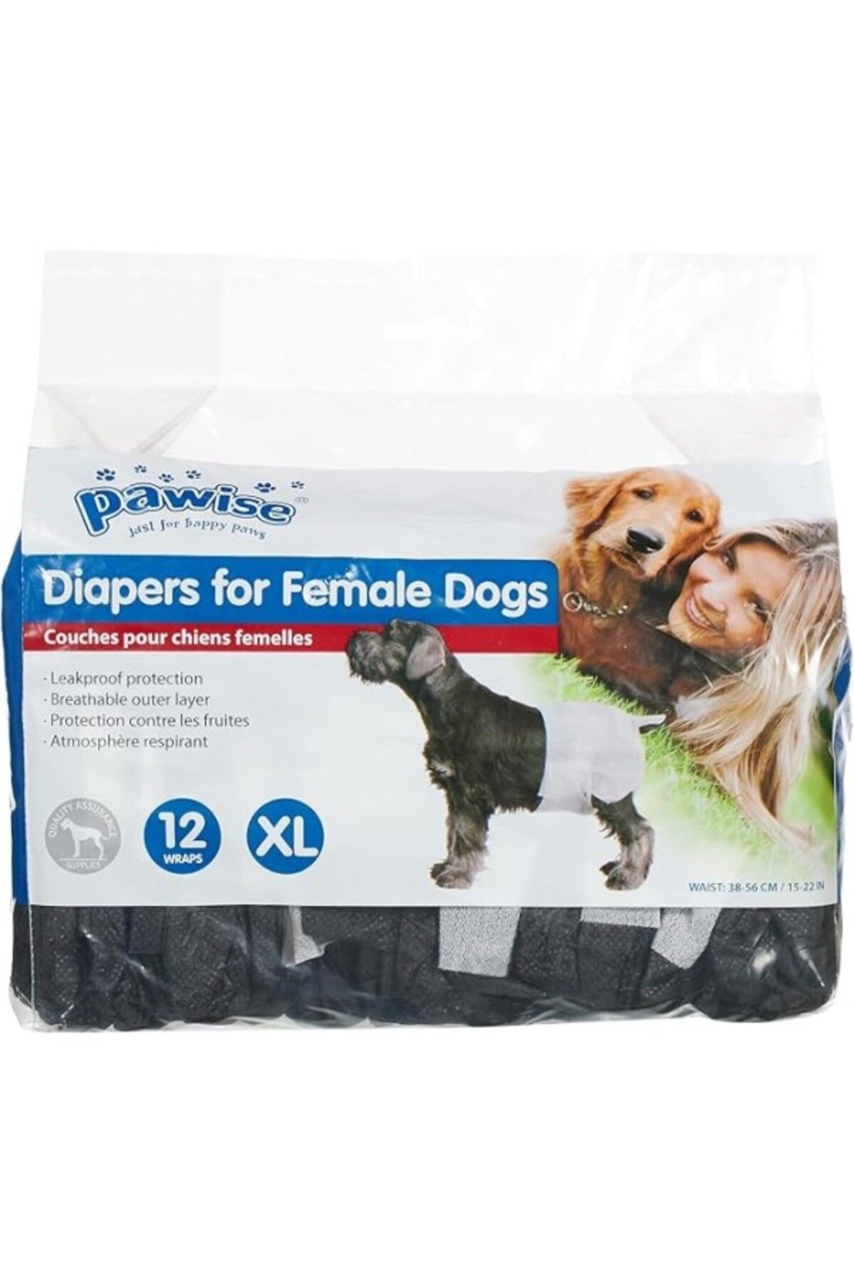 ShopZum Pawise Köpek Alt Bağlama Bezi Xl Boy Siyah 12 Adet