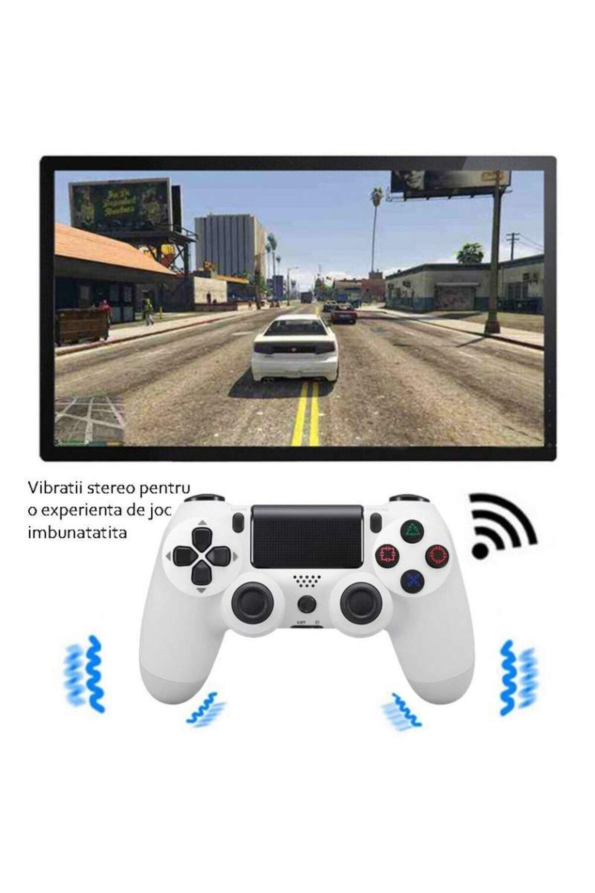 SIKS-controller compatible with PS4, wireless, USB cable, White 5