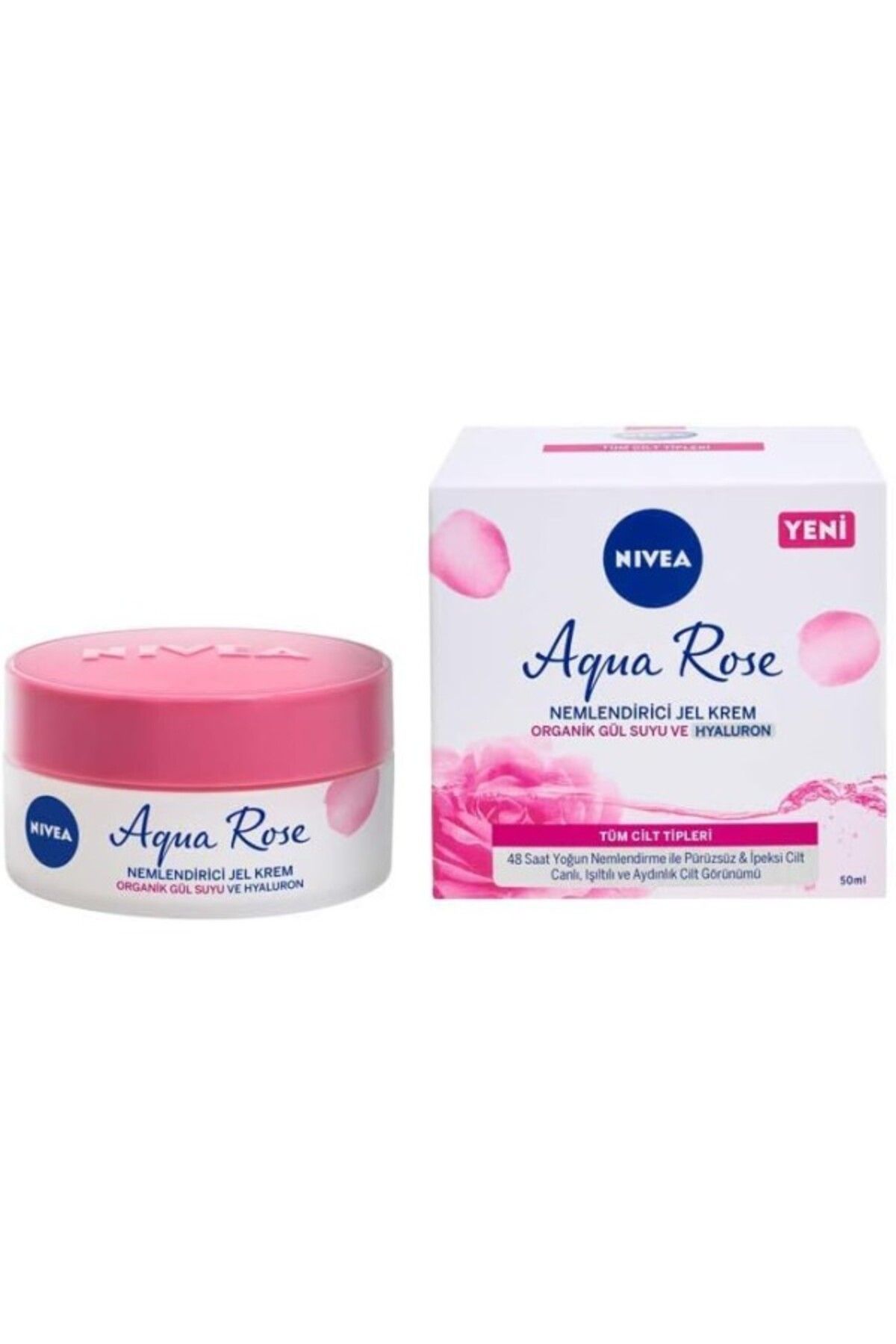 ShopZum Aqua Rose Hyaluron Ve Organik Gül Suyu İçeren Nemlendirici Jel Yüz Kremi, 50 Ml, 48 Saat Yoğun