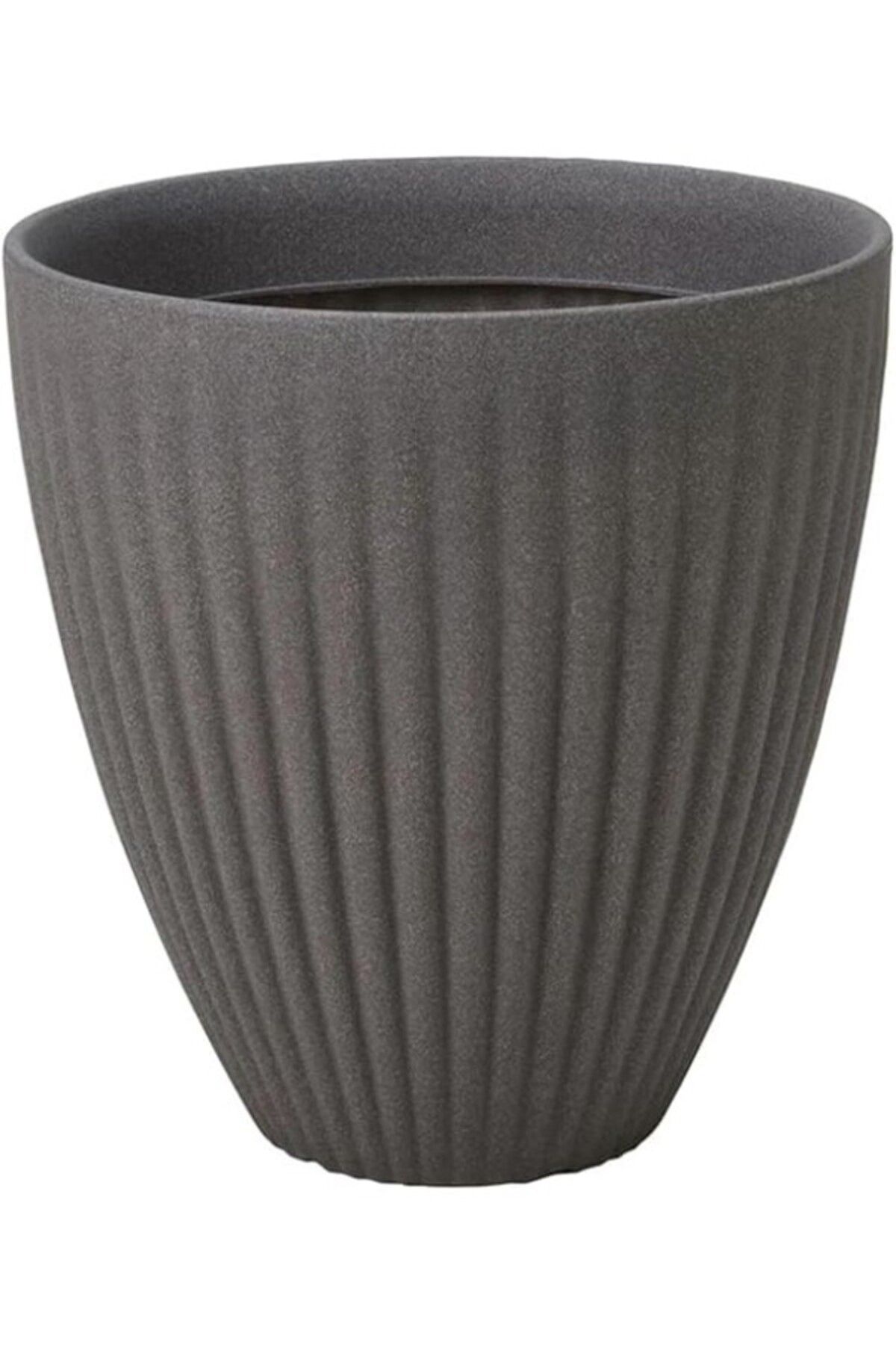 ShopZum Via Gardenia Lotus Plastik Saksı Antrasit Çap 40Cm Yükseklik 42Cm