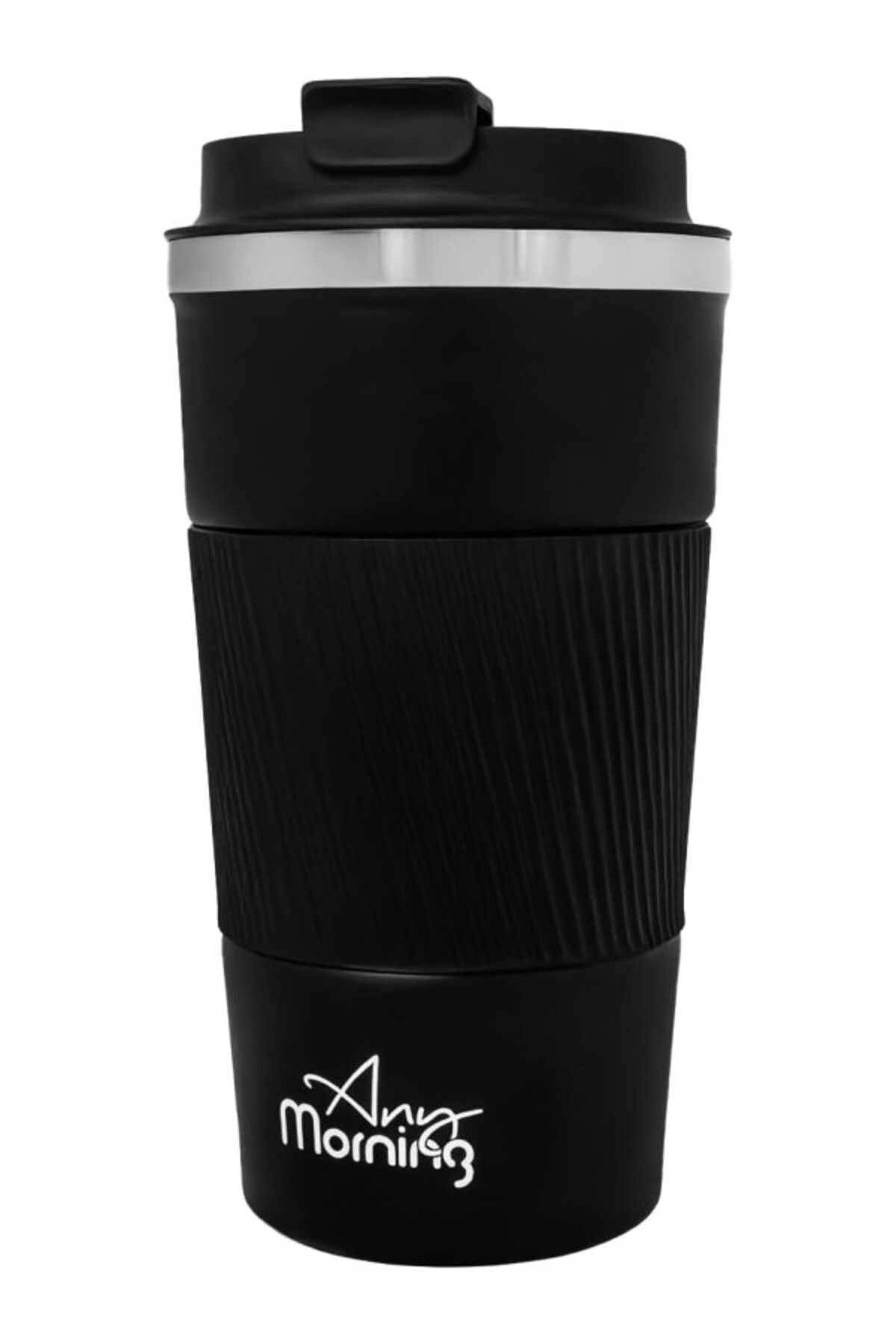 ShopZum Any Morning Ba21549 Paslanmaz Çelik Termos Mug 500 Ml Siyah, Kaymaz Silikon Halka, Sızdırmaz Kapak