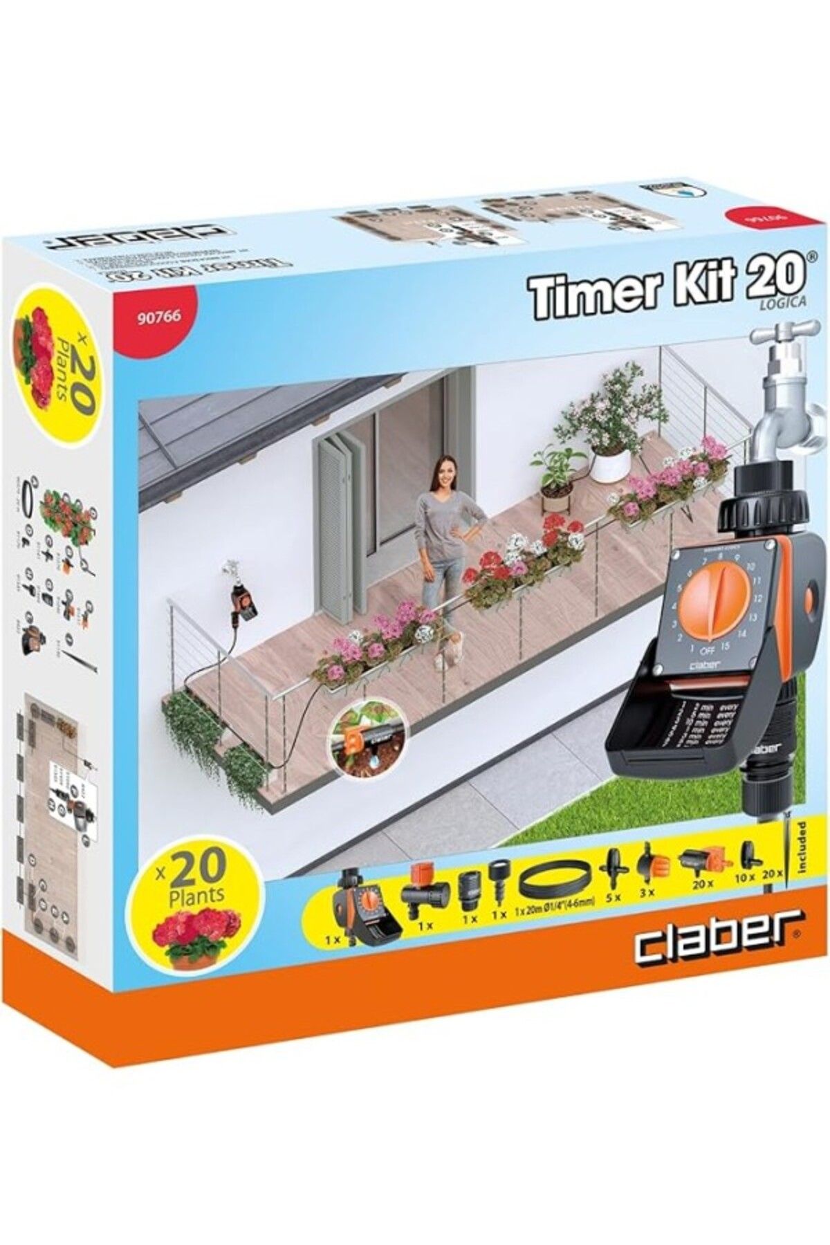 ShopZum Claber D90766000 – Kit 20 Zamanlayıcı Logica Clasic 20 Çiçek Saksısı