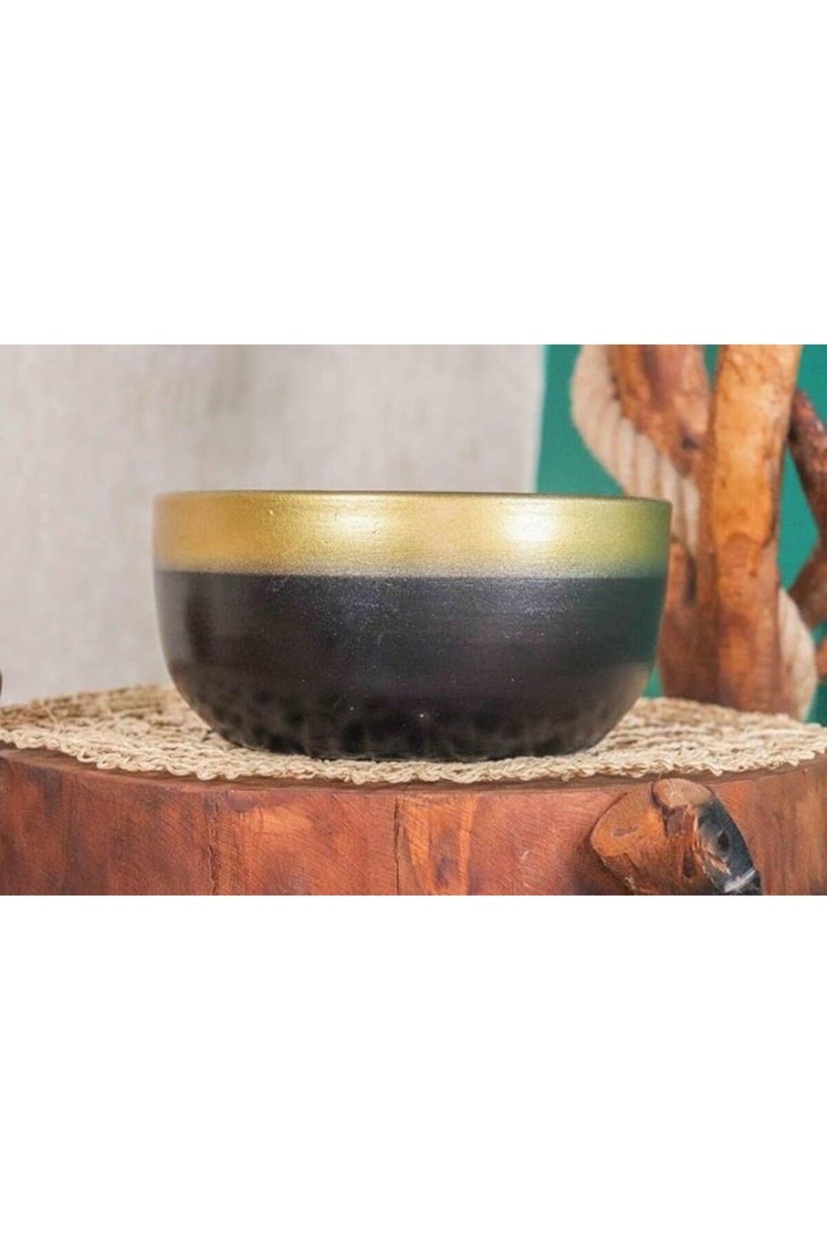 ShopZum Bitki Tasarımı Ev Dekorasyon Gold Şeritli Siyah Aranjmanlık Sunumluk Bonzai Terracota Toprak Saksı