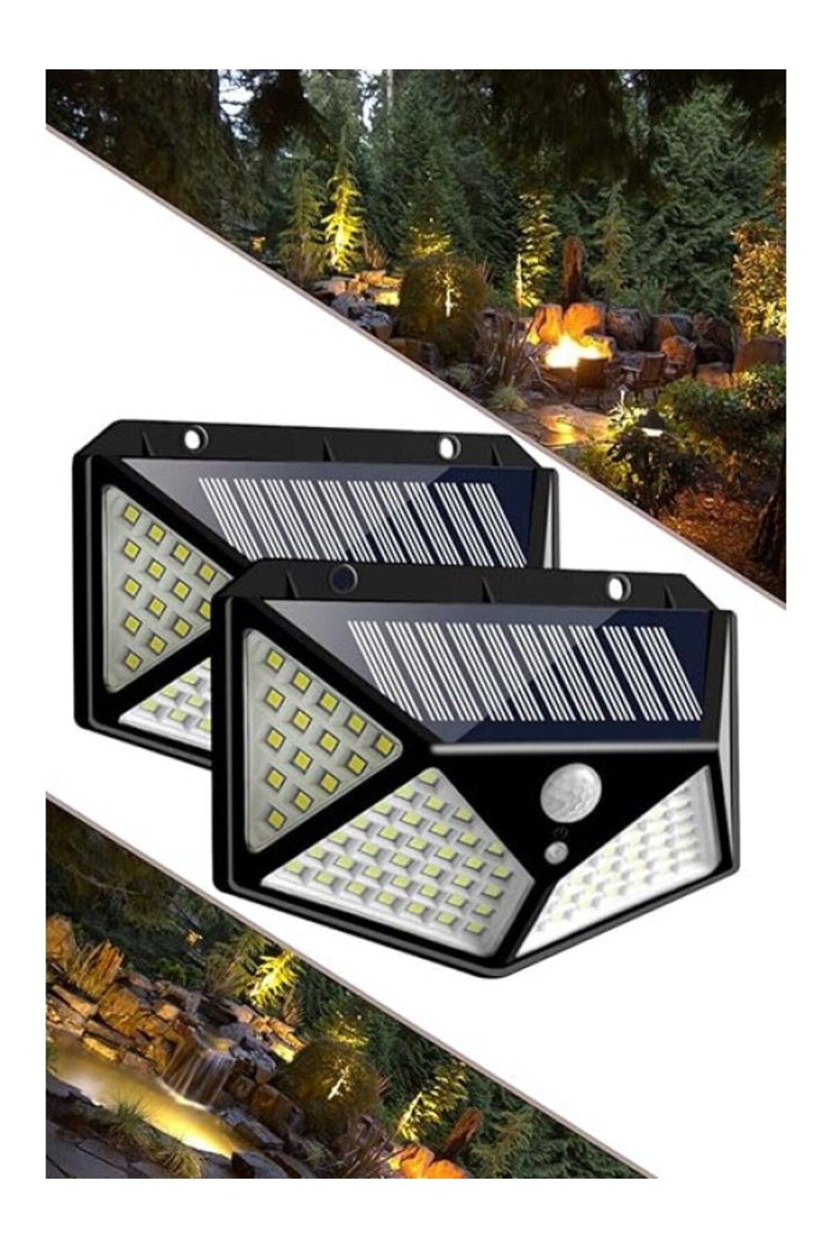 ShopZum Chermik 100 Cob Led&amp;apos;li Güneş Enerjili Sensörlü Duvar Ve Bahçe Lambası 1410