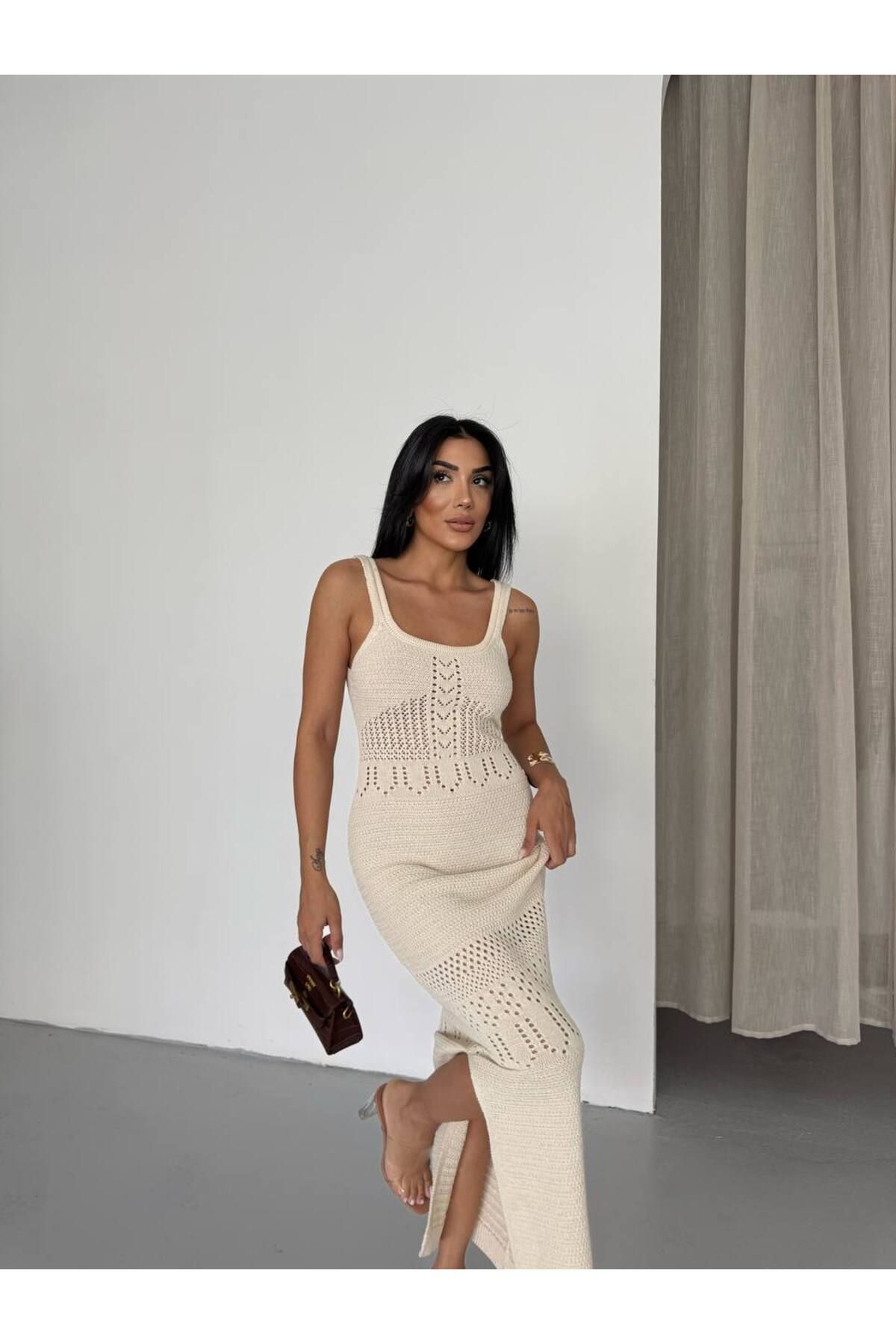 moda paketi Yazlık Ajurlu Triko Elbise