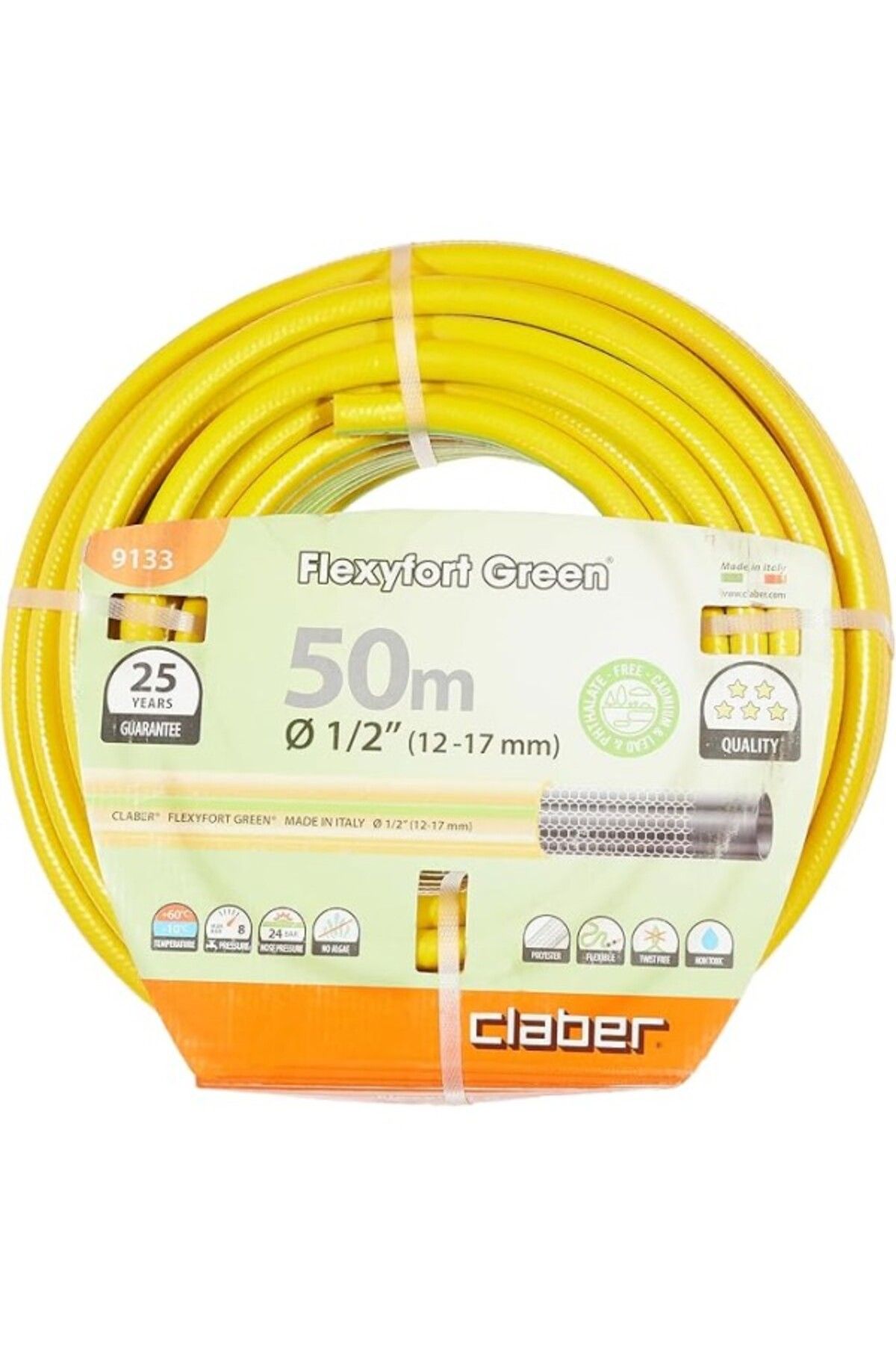 ShopZum Claber 9133 Flexyfort Green Hortum 50Metre 1/2 İnç