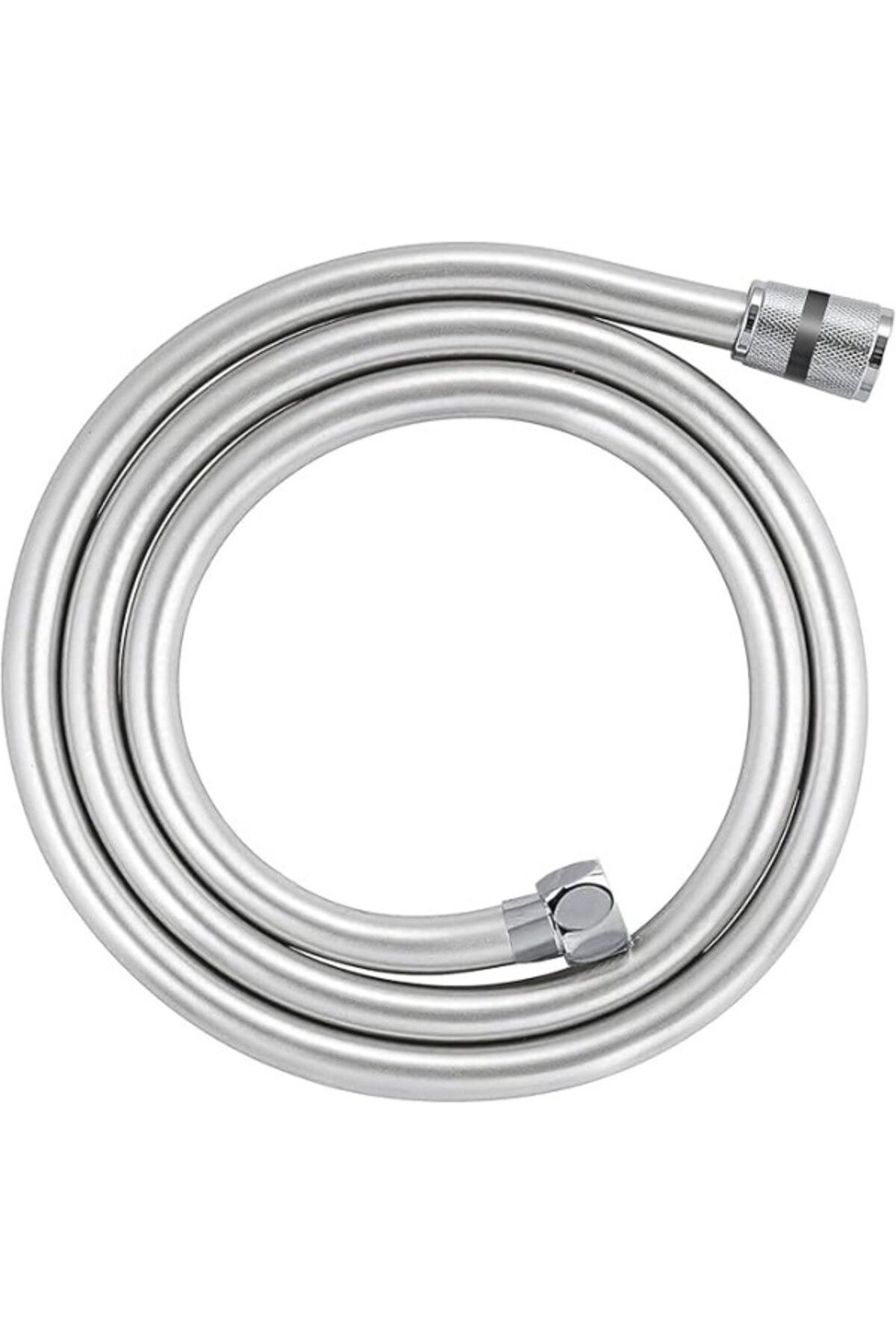 ShopZum Realflex Twistfree Lüx Pvc Duş Hortumu/Duş Spirali/Paslanmaz Bağlantı Uçlu 150 Cm Gümüş