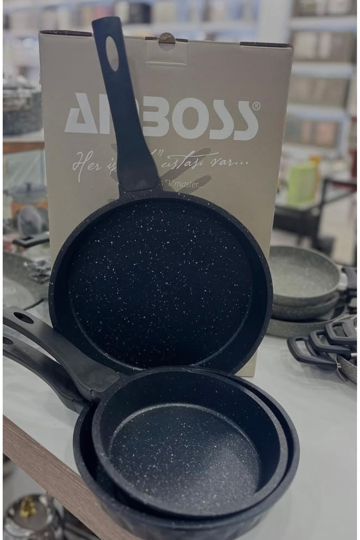 ACAR HOUSE Amboss 3 lü granit kaplama döküm tava seti 20 /26/28cm