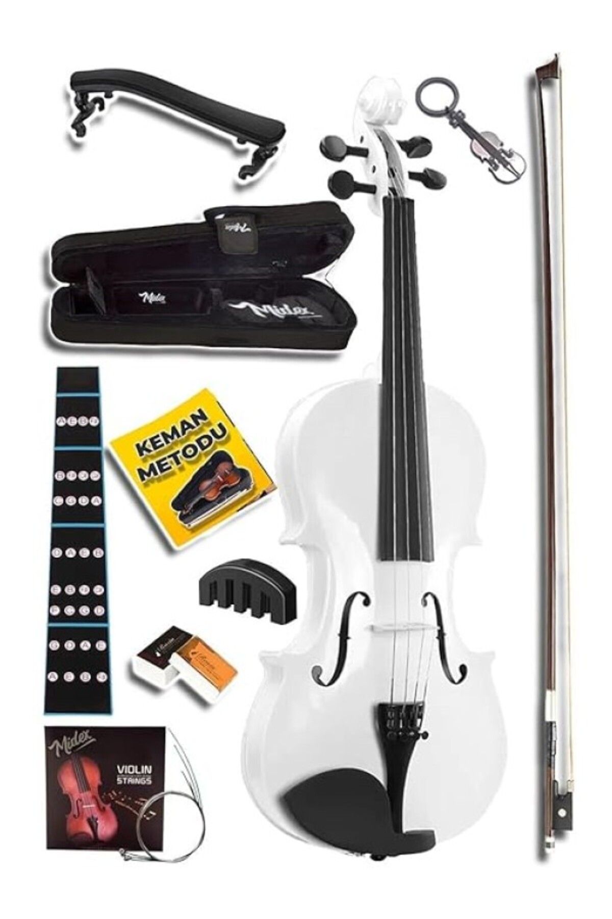 ShopZum Midex Hga44wh-tys Beyaz 4/4 Tam Boy Keman Seti (ÇANTA YAY REÇİNE)