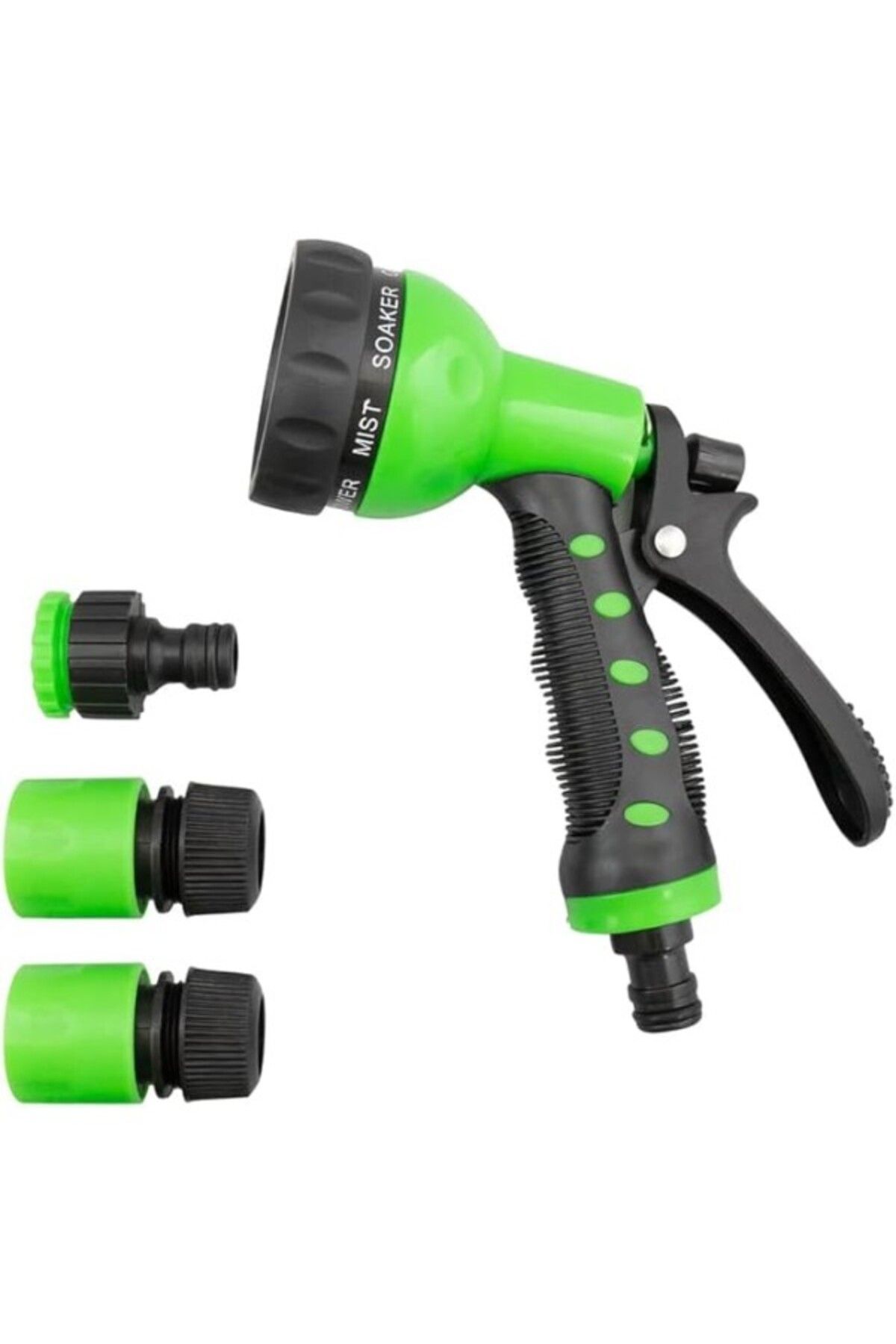 ShopZum Kupa Otomatik 7 Fonksiyonlu Tabanca Seti 3 Bağlantı Adaptörlü Bahçe Sulama Seti 1/2&Quot;