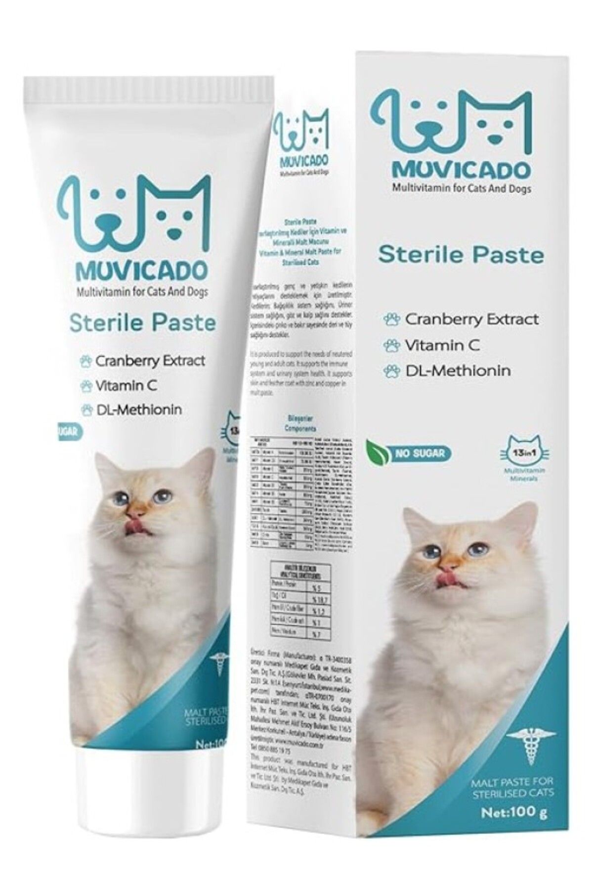 ShopZum Muvicado Kısırlaştırılmış Kedilere Özel Multi Vitaminli Malt Sterile Macun - Sterile Paste 100 G