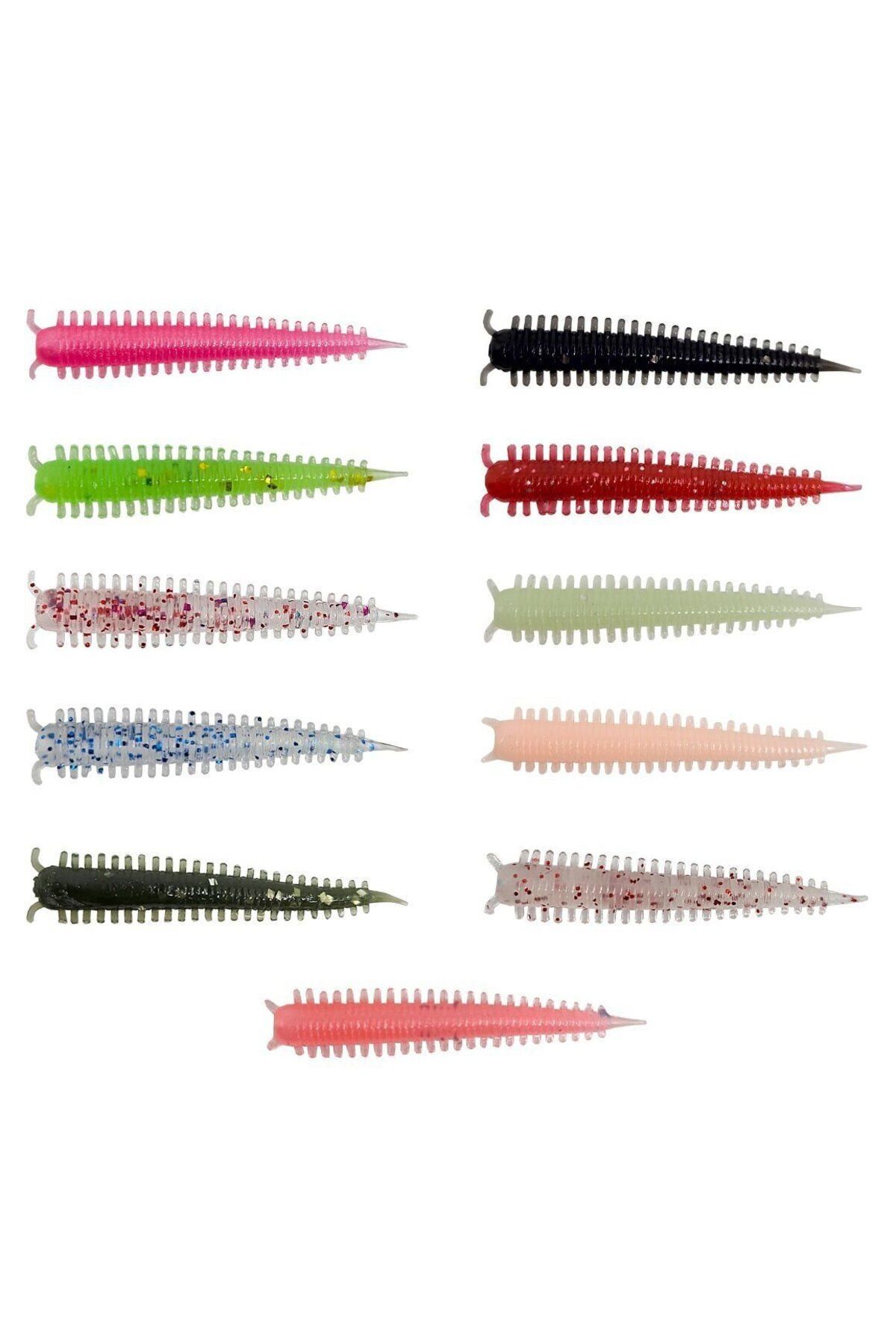 Kendo Zombie Worm Lrf Silikonu 4cm 8 Adet-Green Glitter