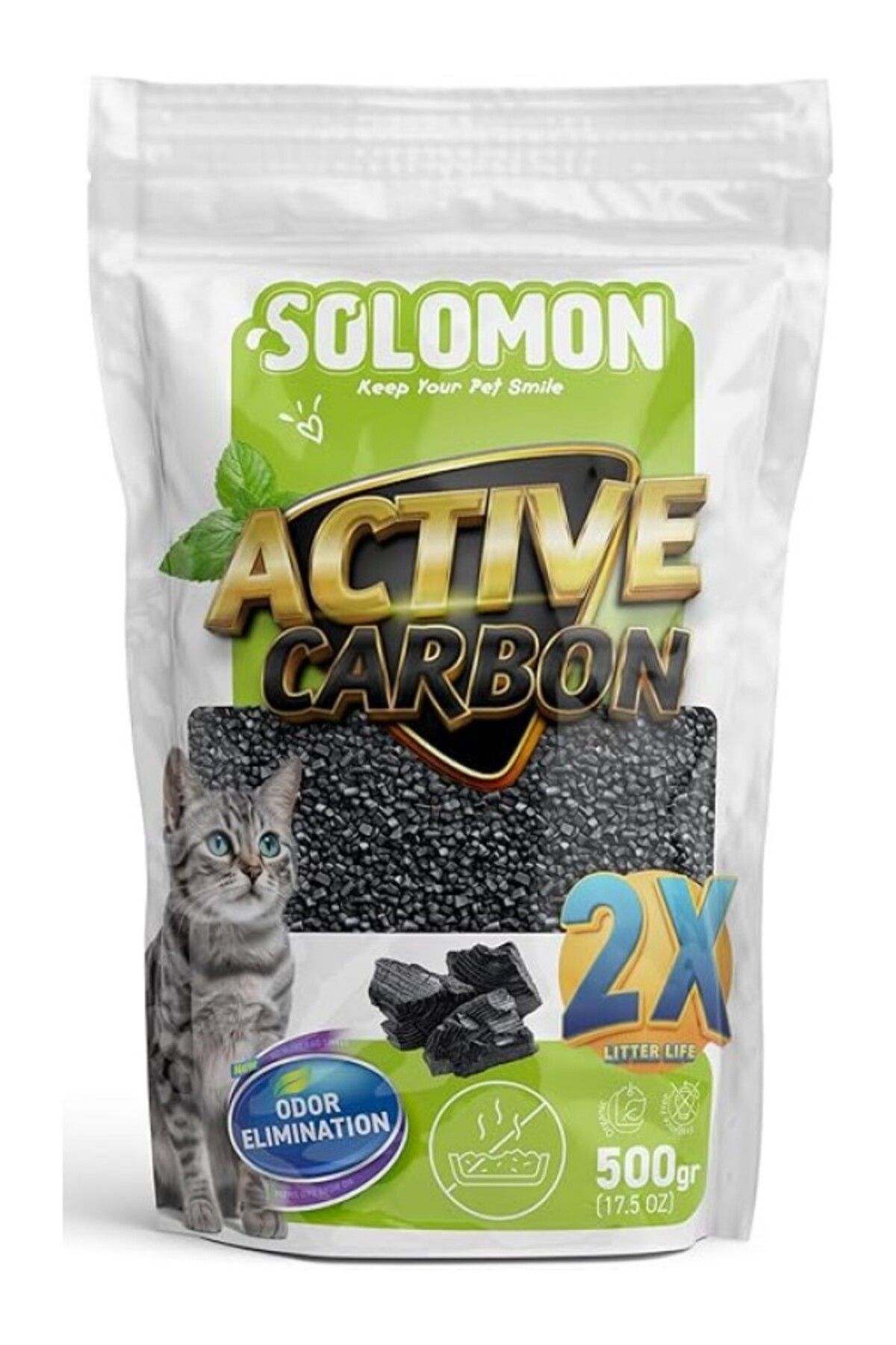 ShopZum Solomon Active Carbon 500 gr Koku Giderici - Kedi Kumu Koku Giderici Kokusuz Kedi Tuvaleti Doğal Ku