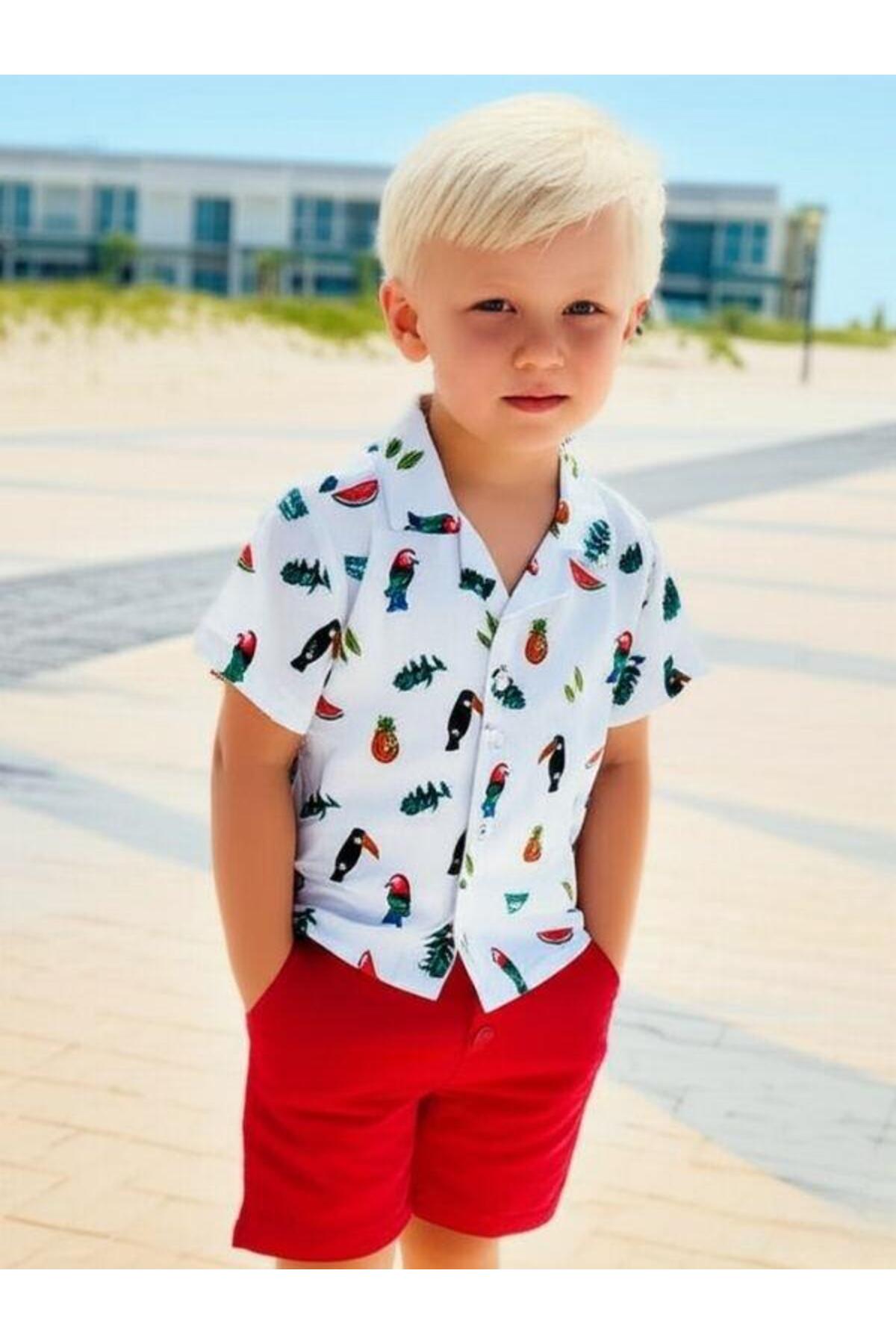 Zekids Erkek Bebek Papağan Desenli Gömlek fotoğrafı 2 (önizleme)