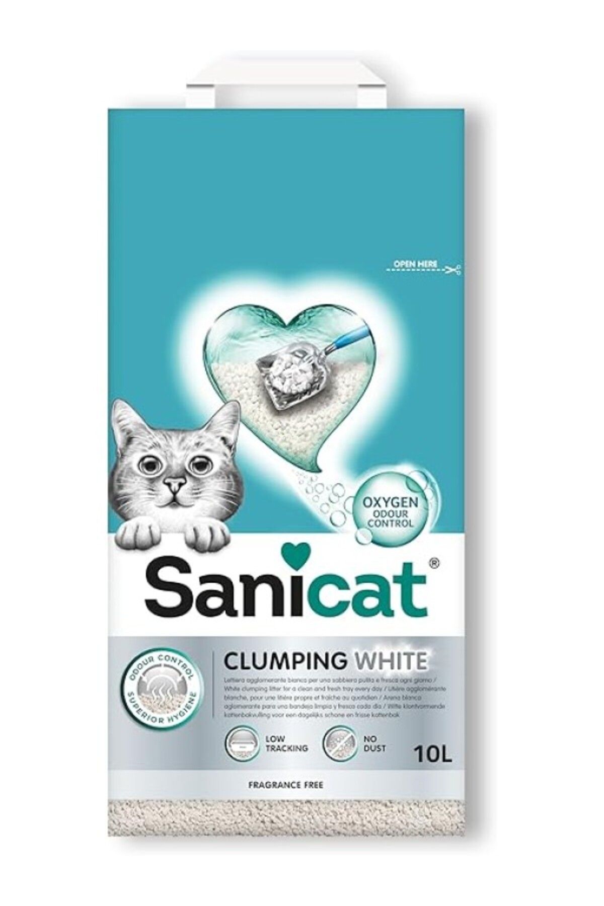 ShopZum Sanicat Clumping White Topaklanan Kedi Kumu (KOKUSUZ) 10l
