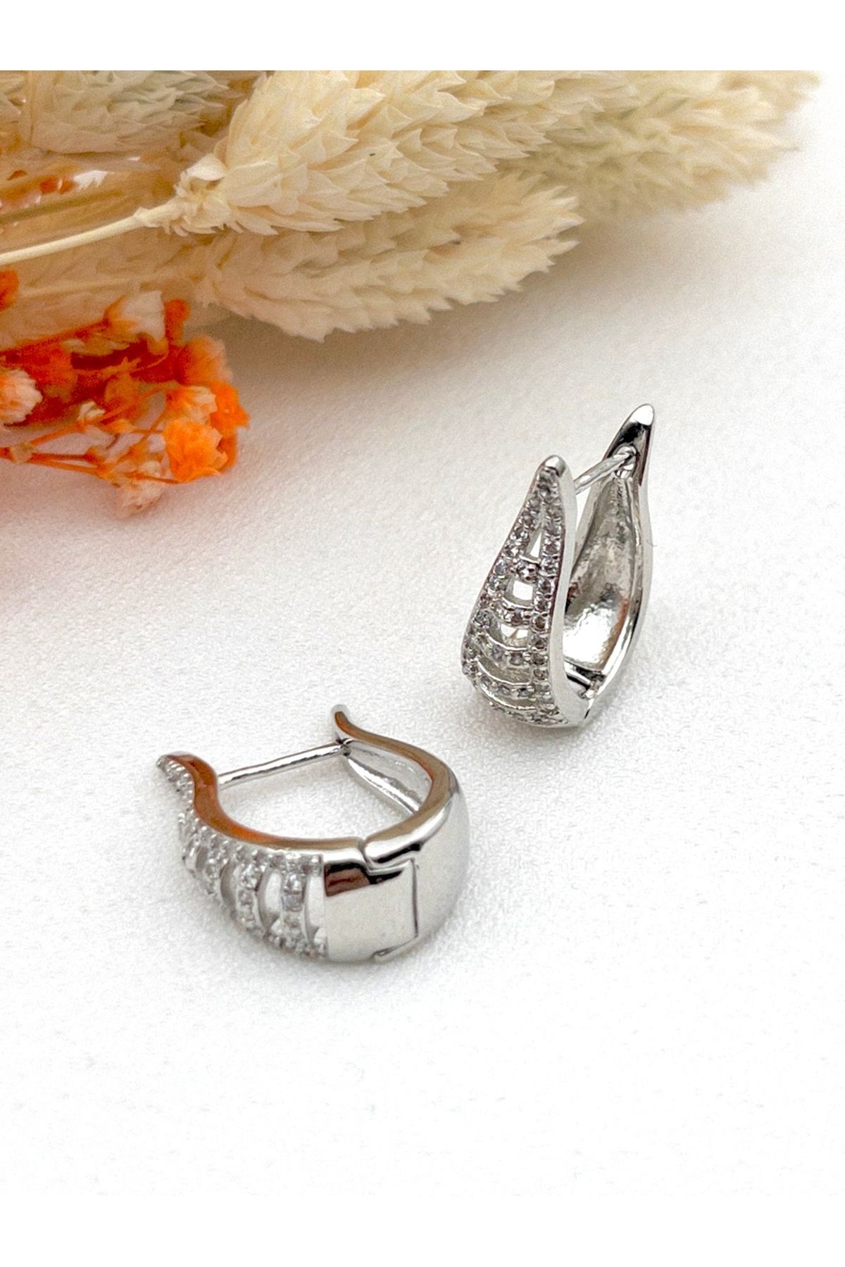 Siya Silver Zirkon Taşlı Su Damlası Çelik Küpe - 2,1 cm