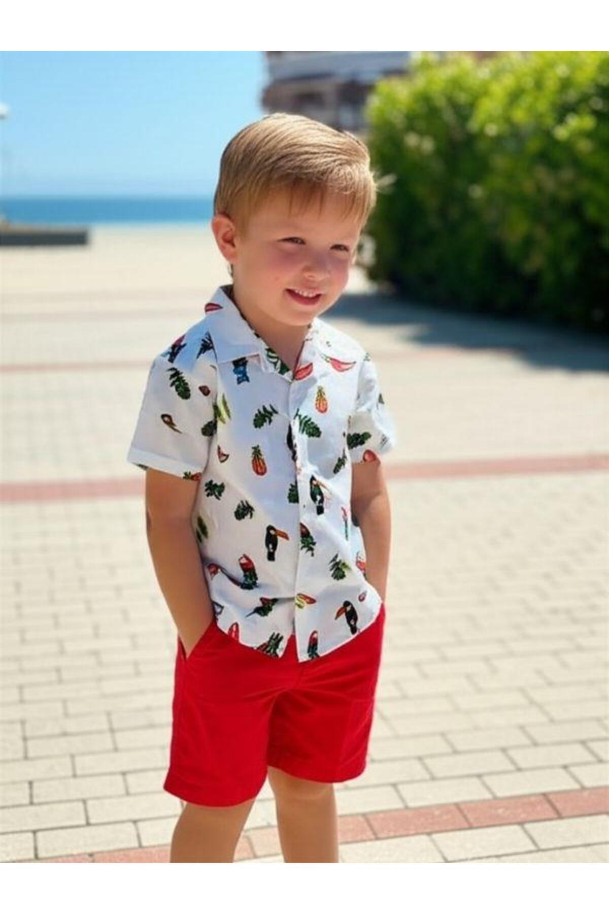 Zekids Erkek Bebek Papağan Desenli Gömlek fotoğrafı 3 (önizleme)