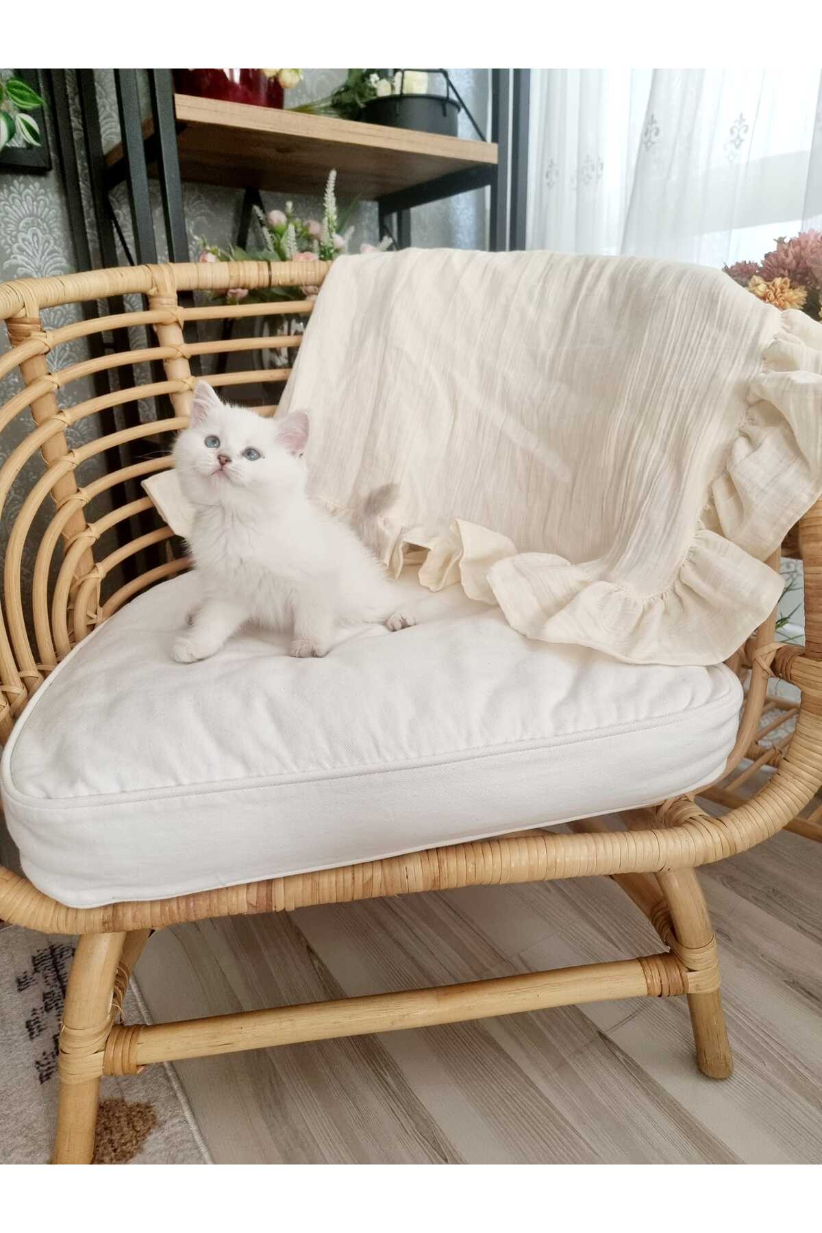 KUM SAATİ Müslin Fırfırlı Örtü Bebe Battaniye Bebe Pike %100 Organik Pamuk 100x100 Cm fotoğrafı 3 (önizleme)
