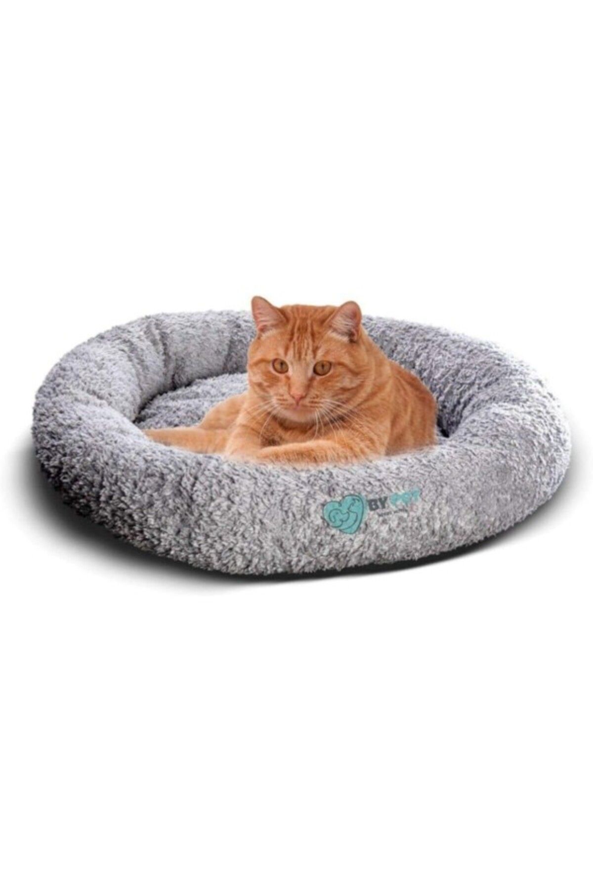 ShopZum Bypet Kedi &amp; Köpek Yatağı - Büyük Boy Antrasit Peluş Kedi Minderi 65x65cm Peluş-antrasit-kediya