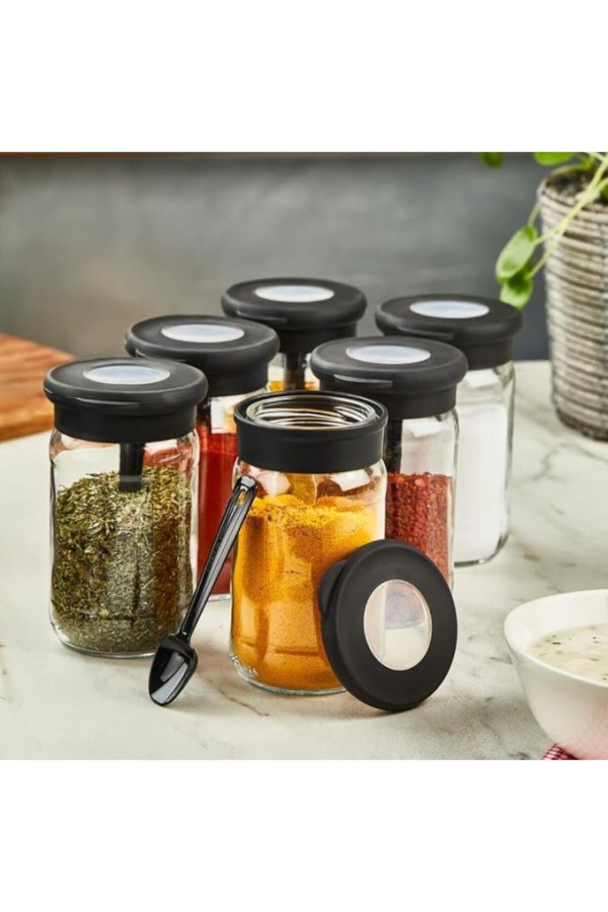 ShopZum Mithra Life 6 Adet 400 Ml Kendinden Kaşıklı Baharatlık Seti Mit1093