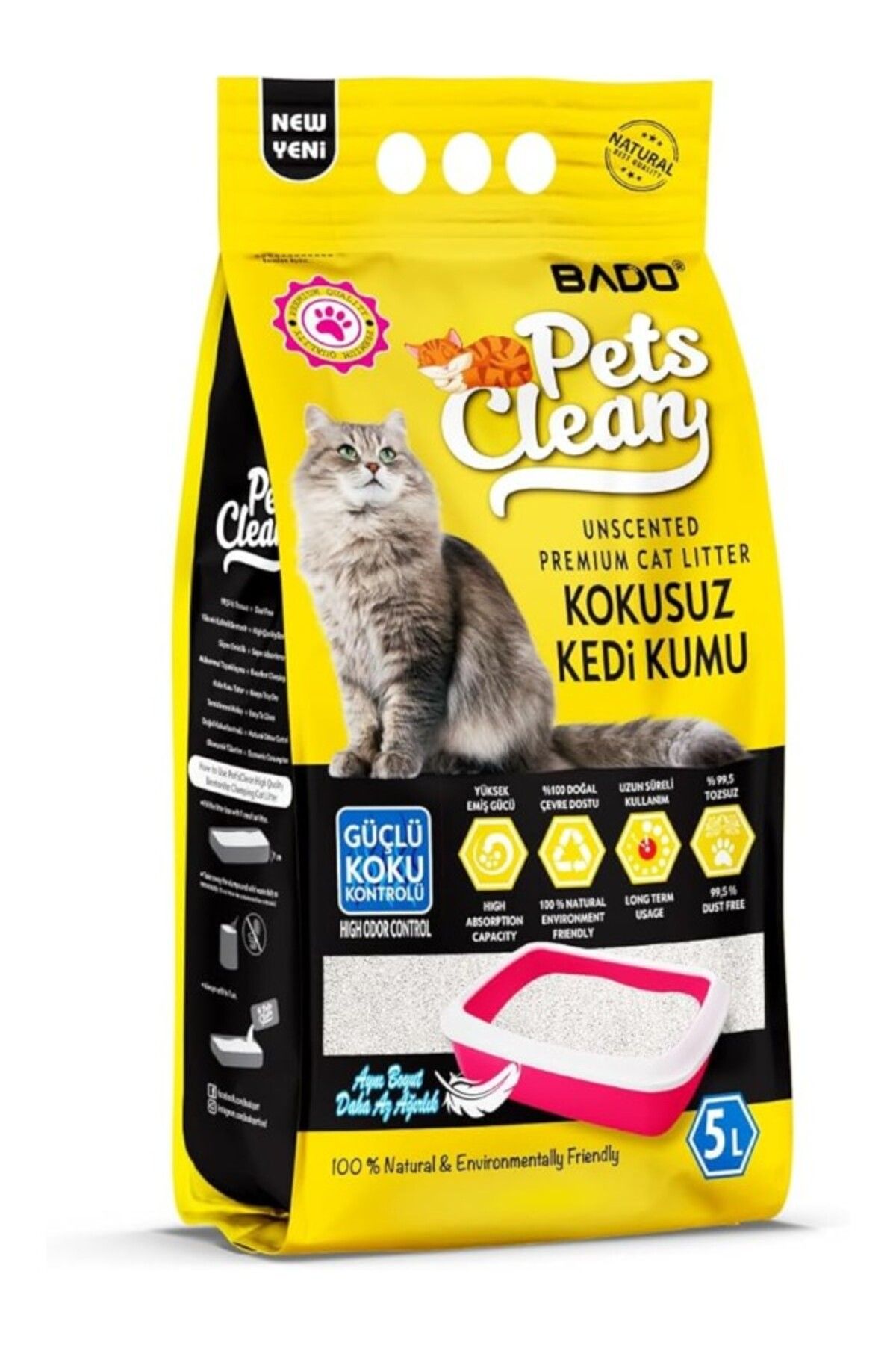 ShopZum Pets Clean Kedi Kumu 5 Lt Natural Kokusuz