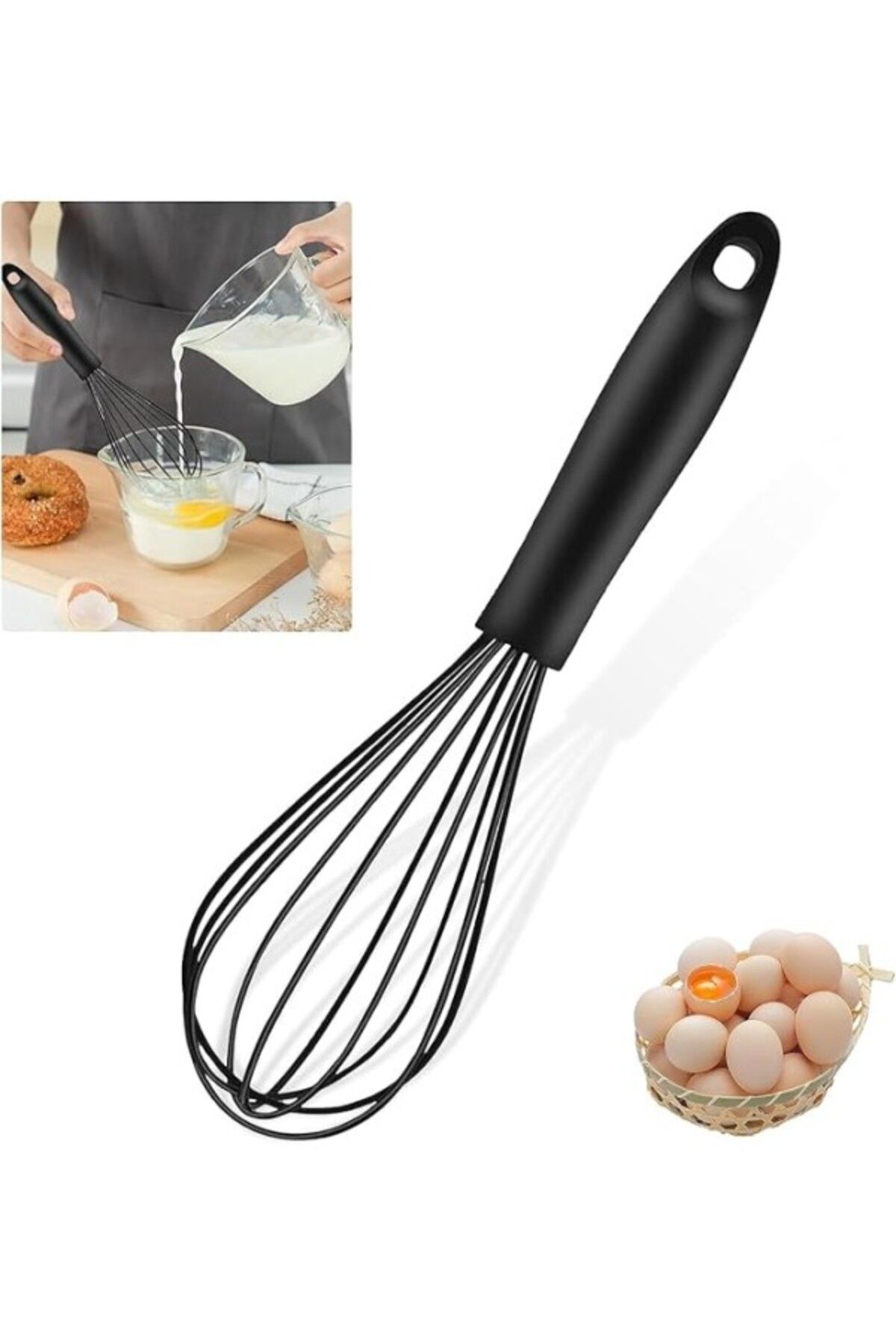 ShopZum Orret Home Büyük Boy Silikon Çırma Teli,Silikon Çırpıcı,Yumurta,Ayran Ve Pasta İçin Çırpma Teli (1)