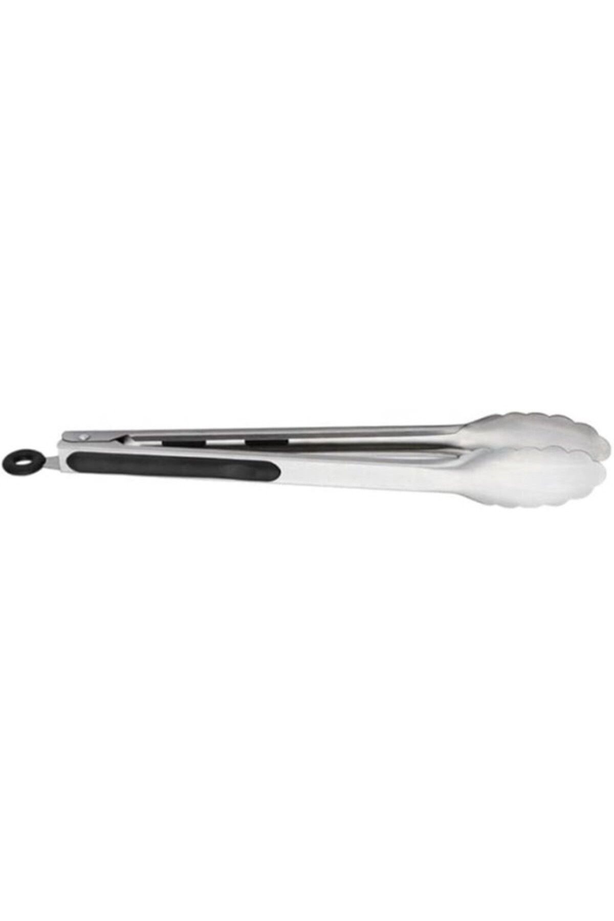 ShopZum Barbekü Mangal Izgara Maşası, Paslanmaz Çelik, Silikon, 40 Cm, Siyah